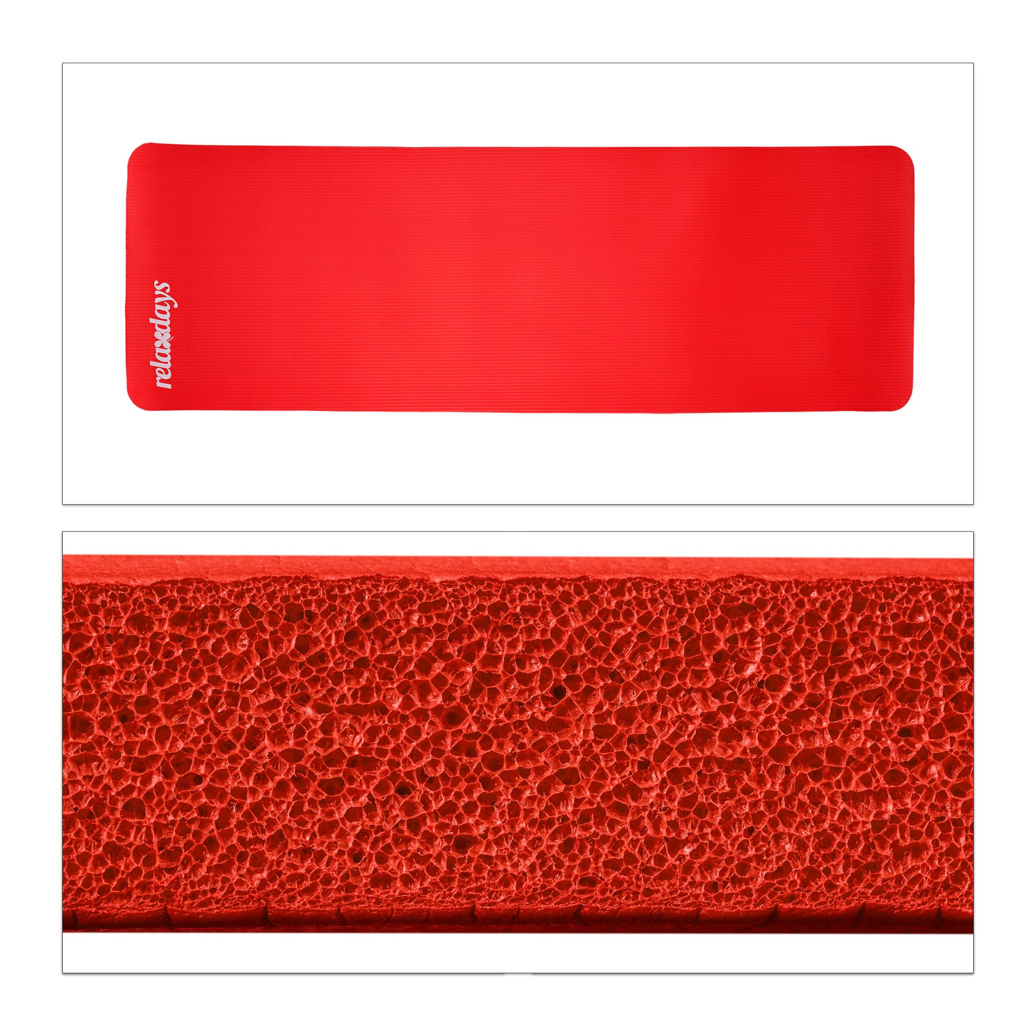 Yogamatte 1cm dick einfarbig Weiss-Rot von Relaxdays