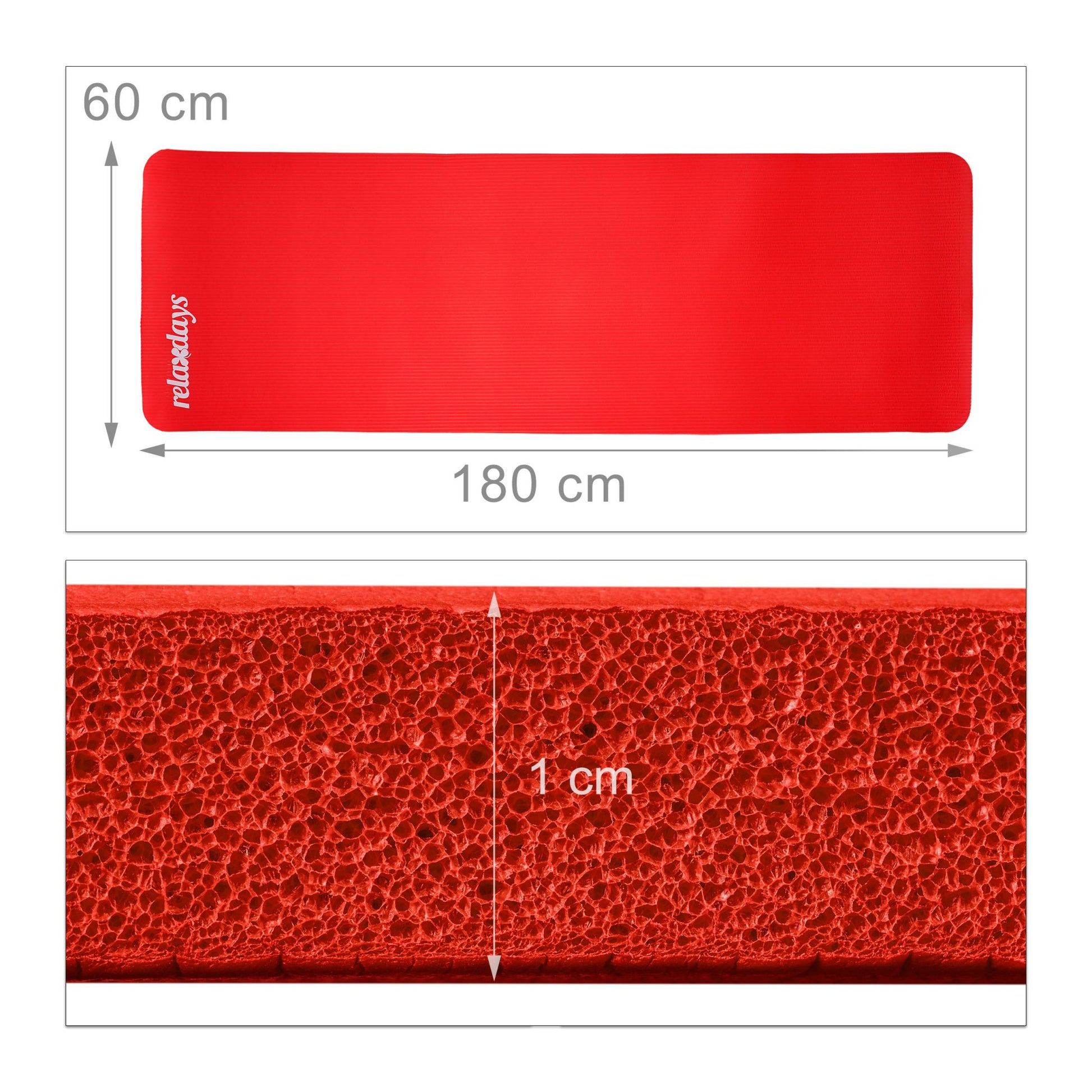 Yogamatte 1cm dick einfarbig Weiss-Rot von Relaxdays