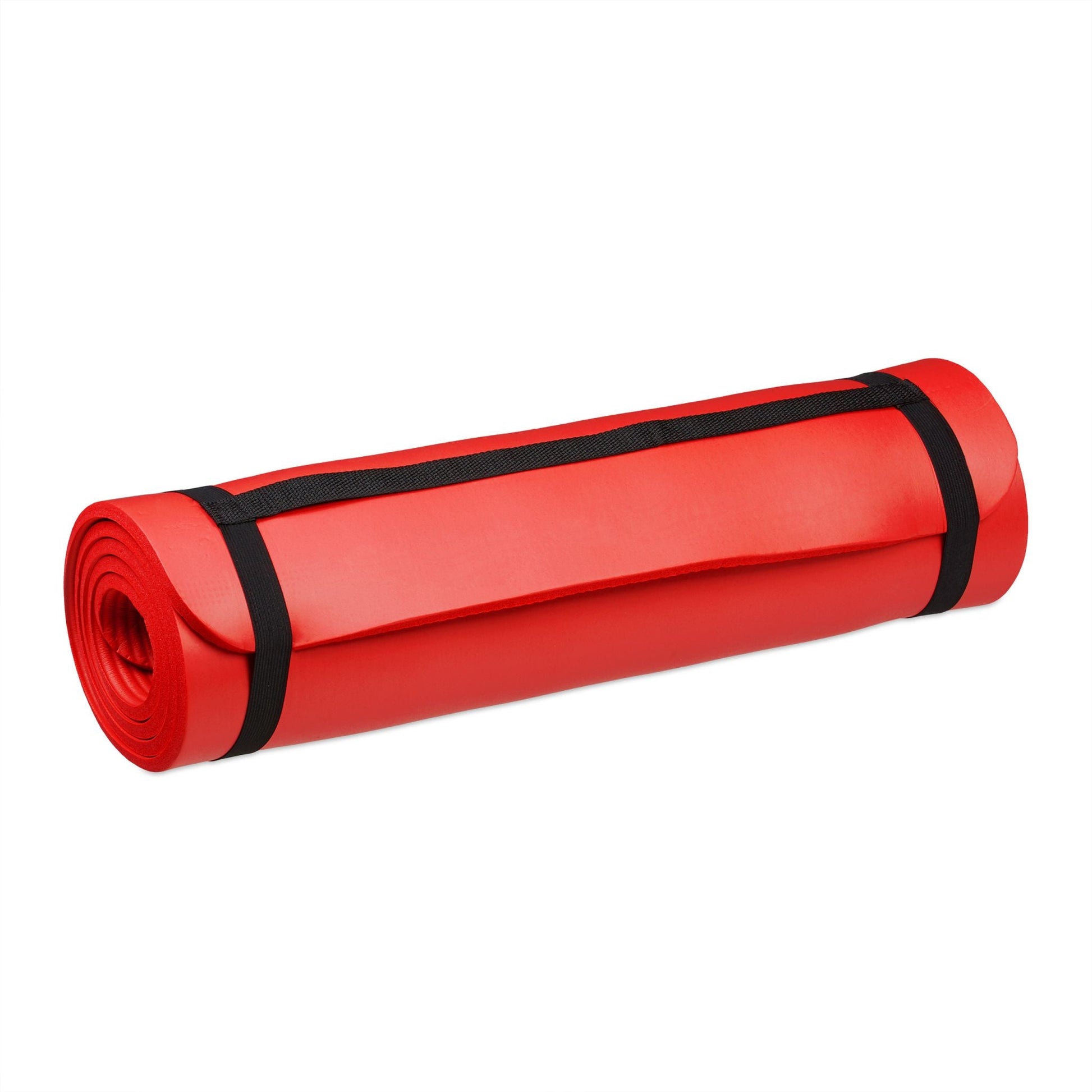 Yogamatte 1cm dick einfarbig Weiss-Rot von Relaxdays