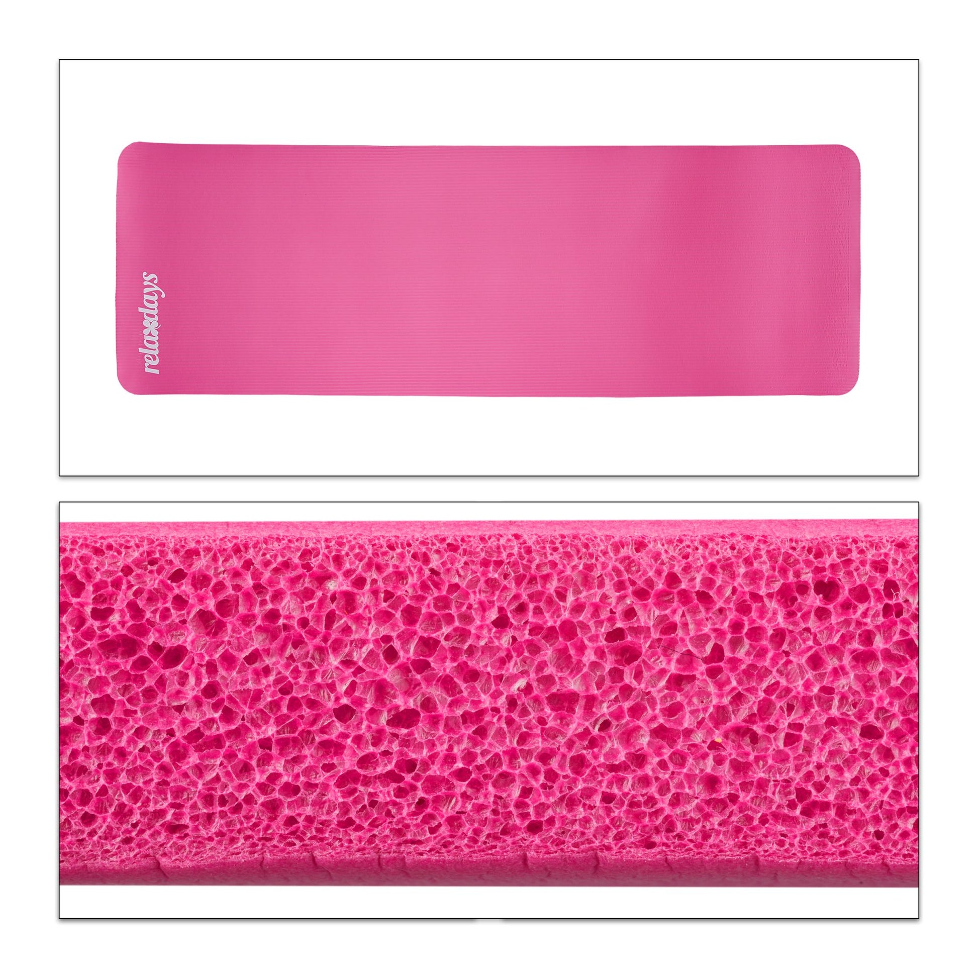 Yogamatte 1cm dick einfarbig Weiss-Pink von Relaxdays
