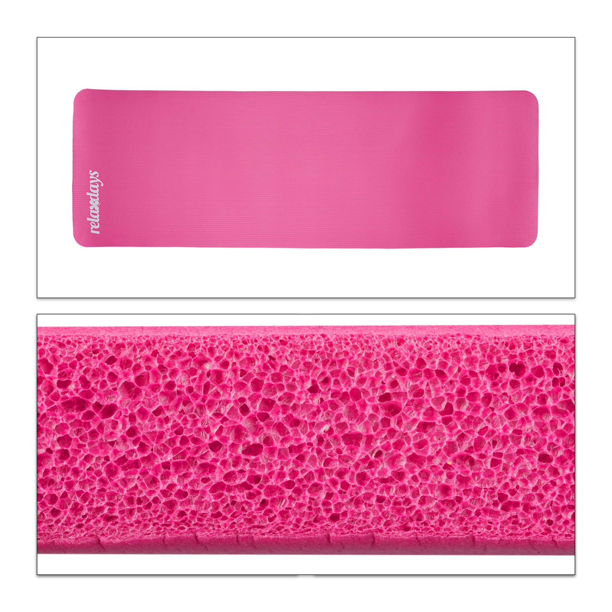 Yogamatte 1cm dick einfarbig Weiss-Pink von Relaxdays