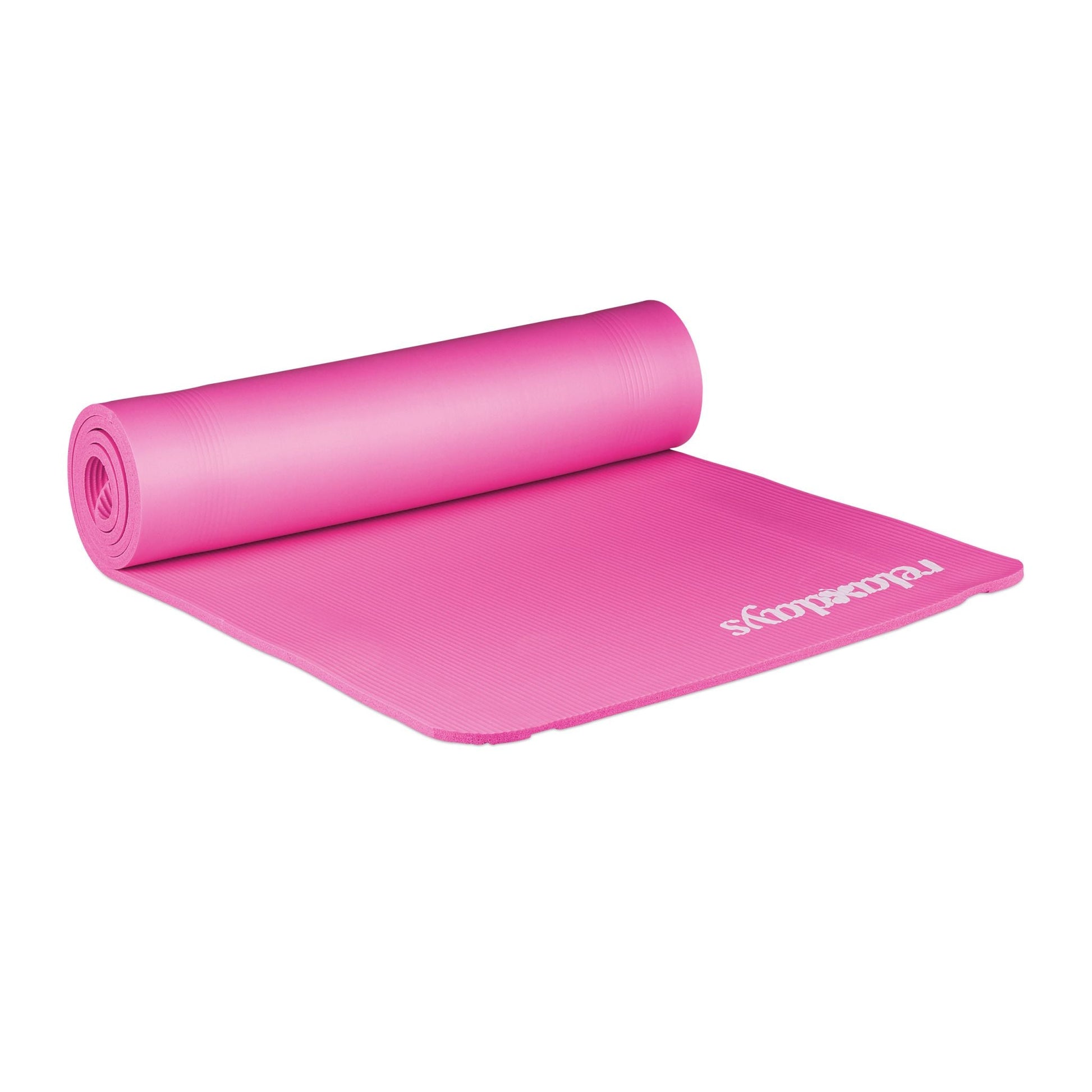 Yogamatte 1cm dick einfarbig Weiss-Pink von Relaxdays