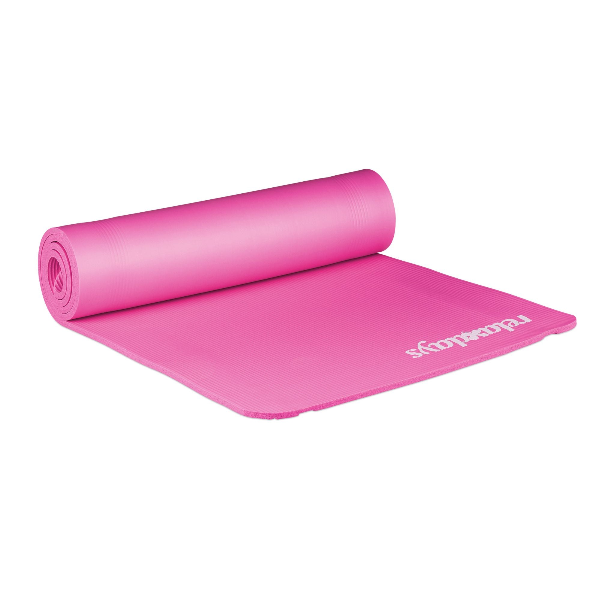 Yogamatte 1cm dick einfarbig Weiss-Pink von Relaxdays