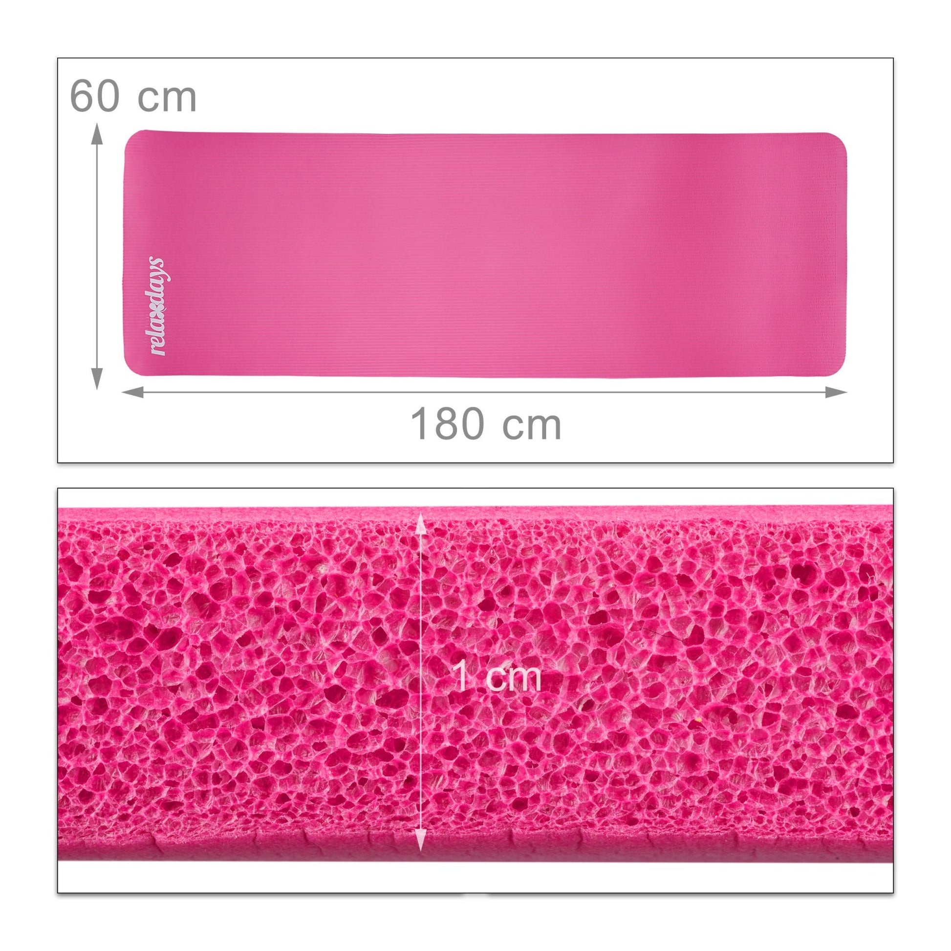 Yogamatte 1cm dick einfarbig Weiss-Pink von Relaxdays