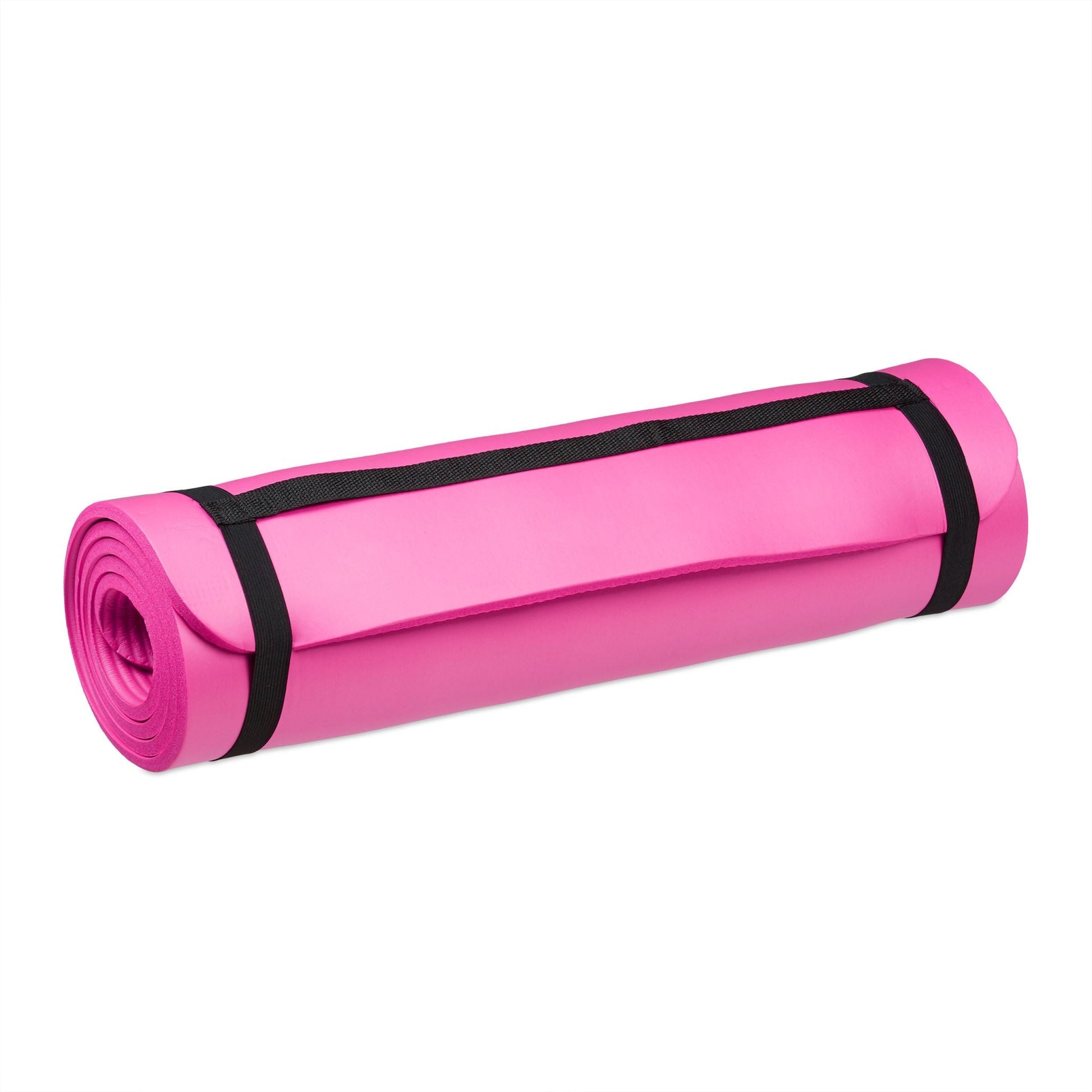 Yogamatte 1cm dick einfarbig Weiss-Pink von Relaxdays