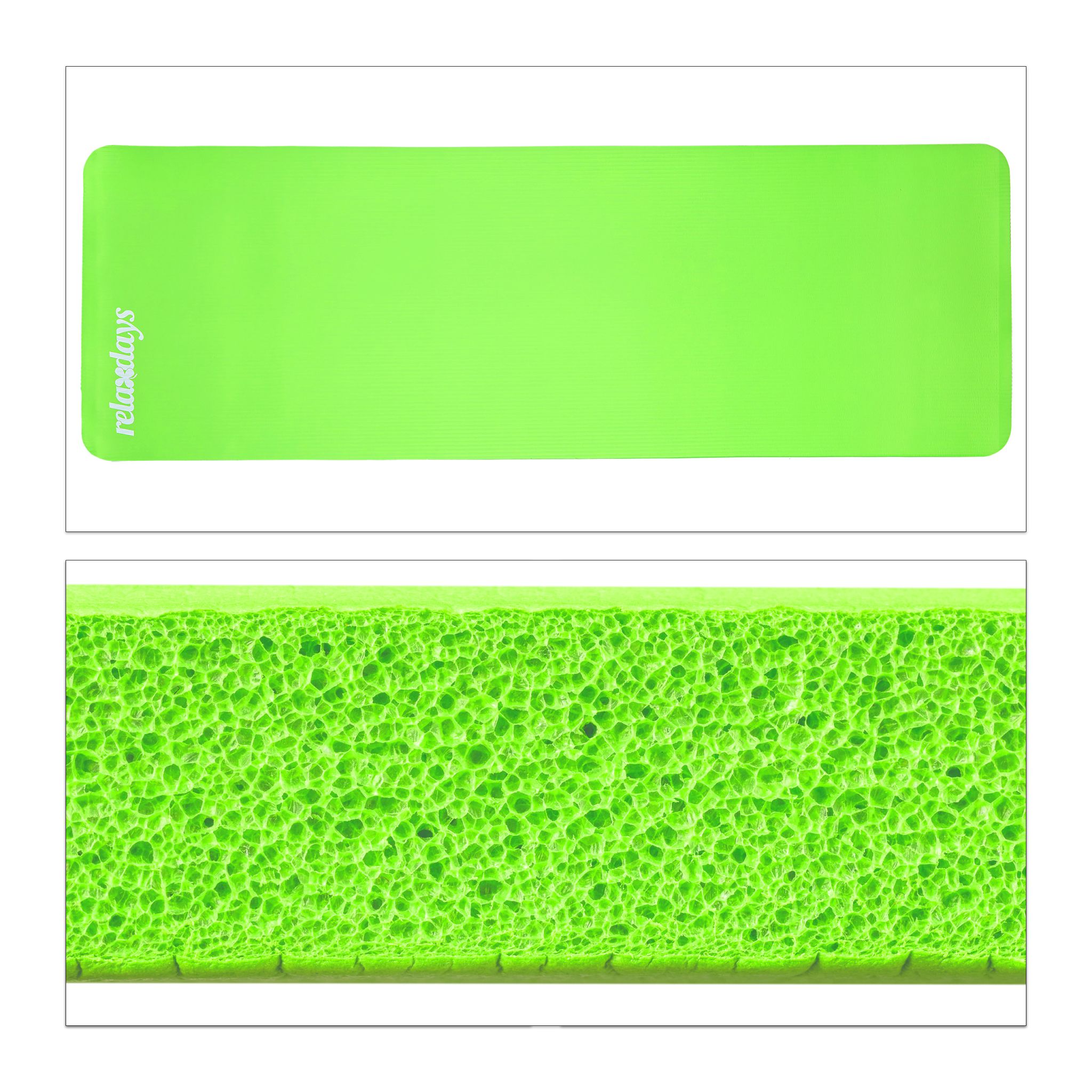Yogamatte 1cm dick einfarbig Weiss-Grün von Relaxdays