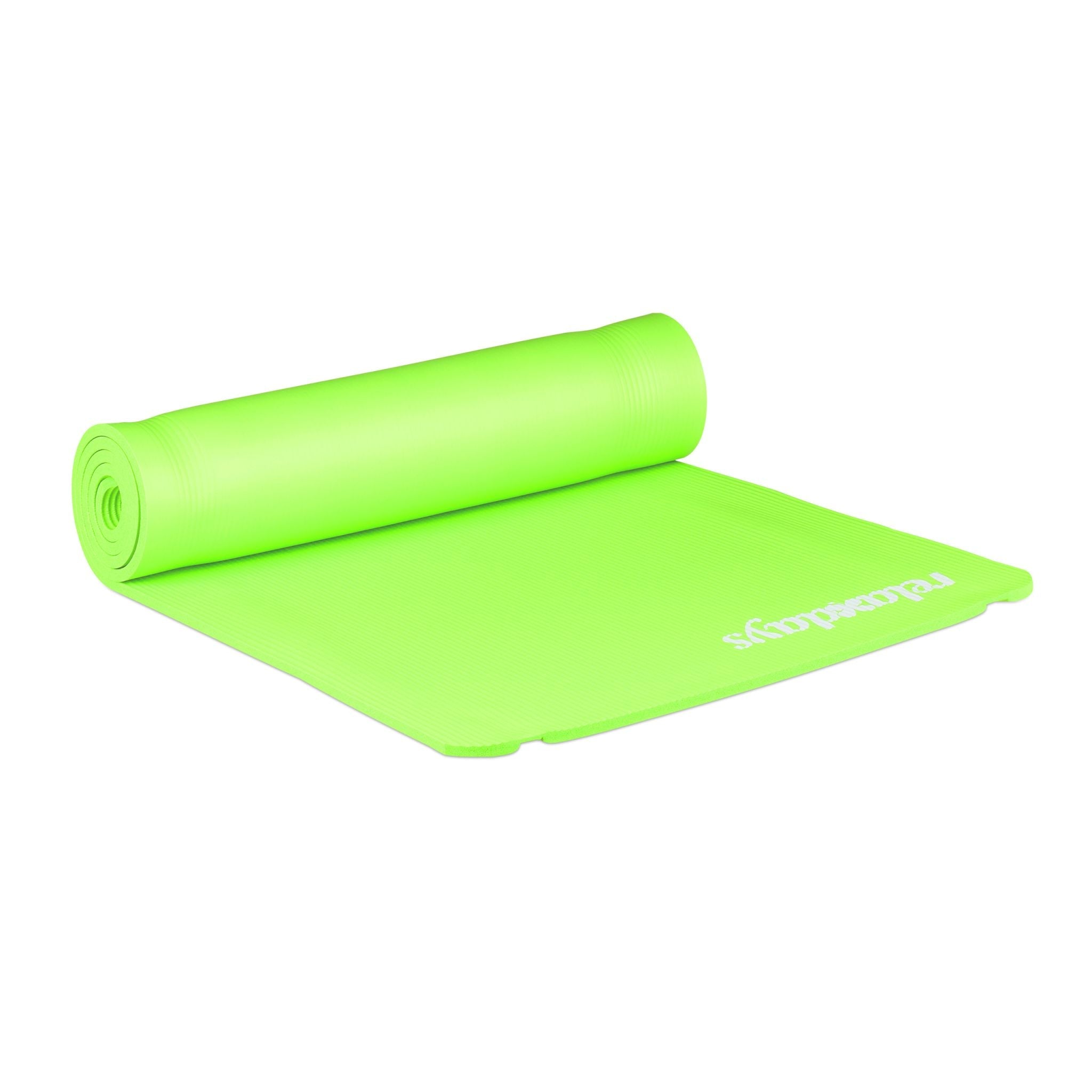 Yogamatte 1cm dick einfarbig Weiss-Grün von Relaxdays