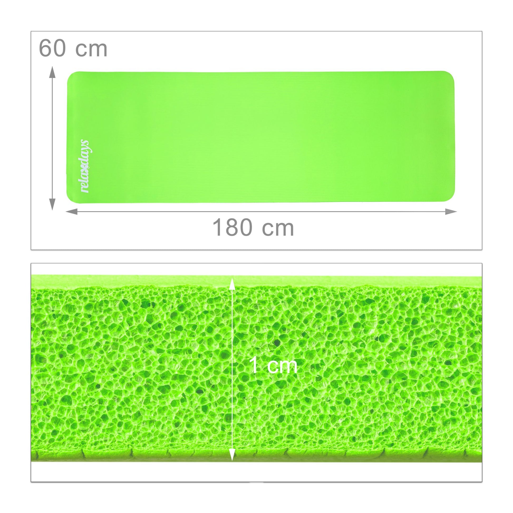 Yogamatte 1cm dick einfarbig Weiss-Grün von Relaxdays