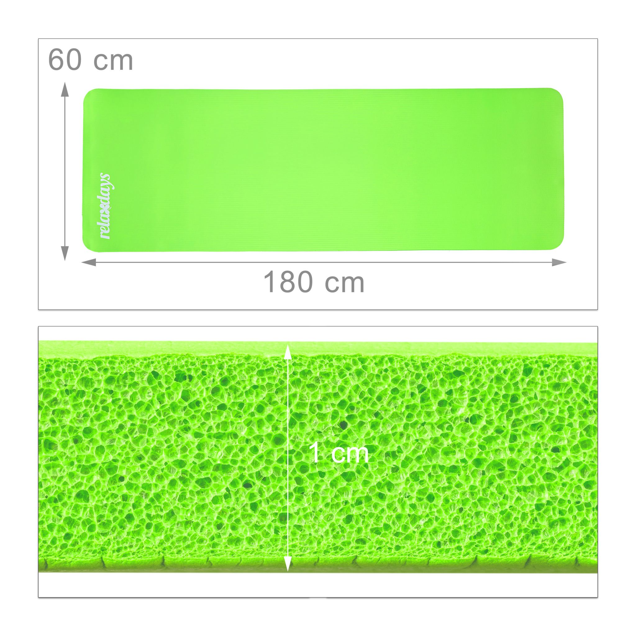 Yogamatte 1cm dick einfarbig Weiss-Grün von Relaxdays