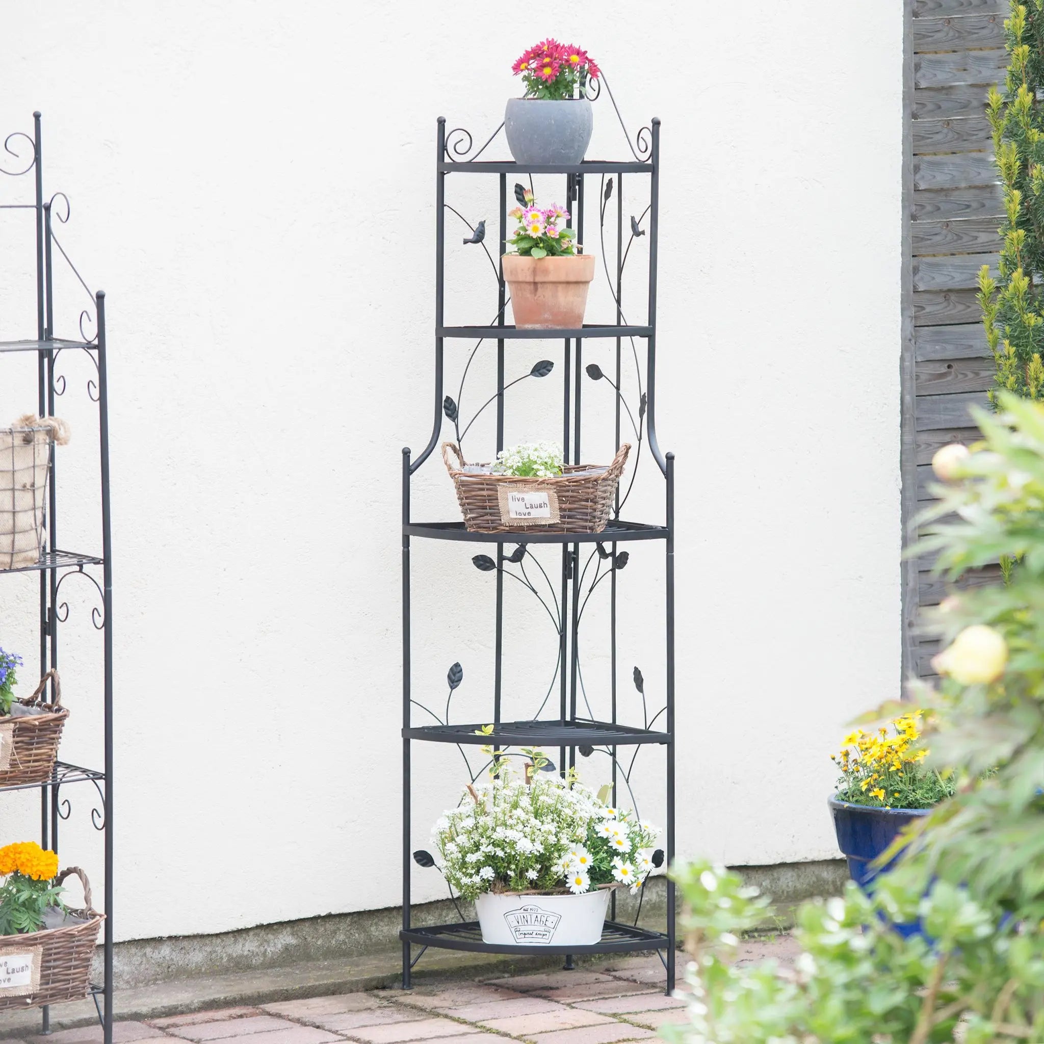 Pflanzentreppe Ecke GOTH Schwarz von Relaxdays