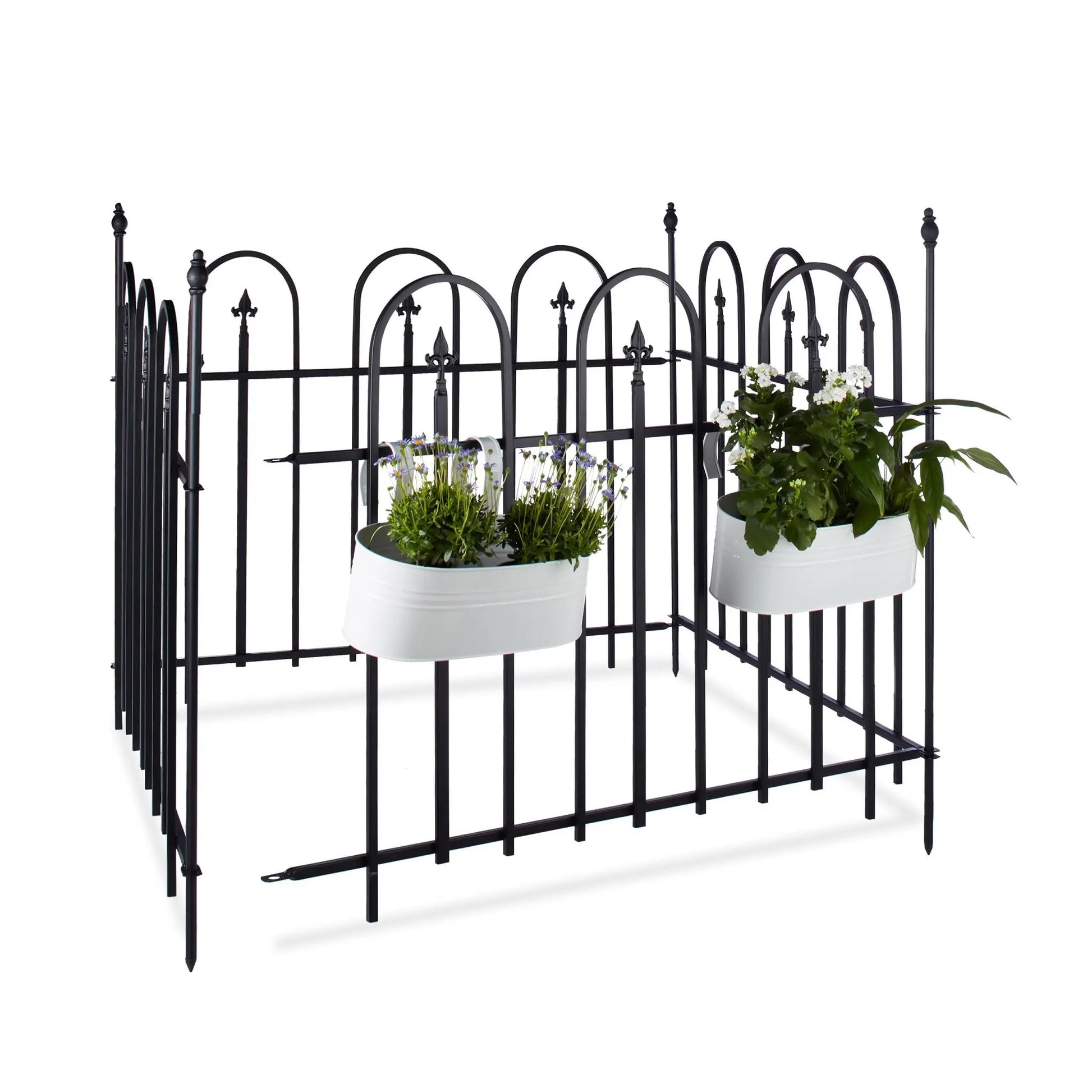 Gartenzaun Metall 4er-Set GOTH Schwarz von Relaxdays