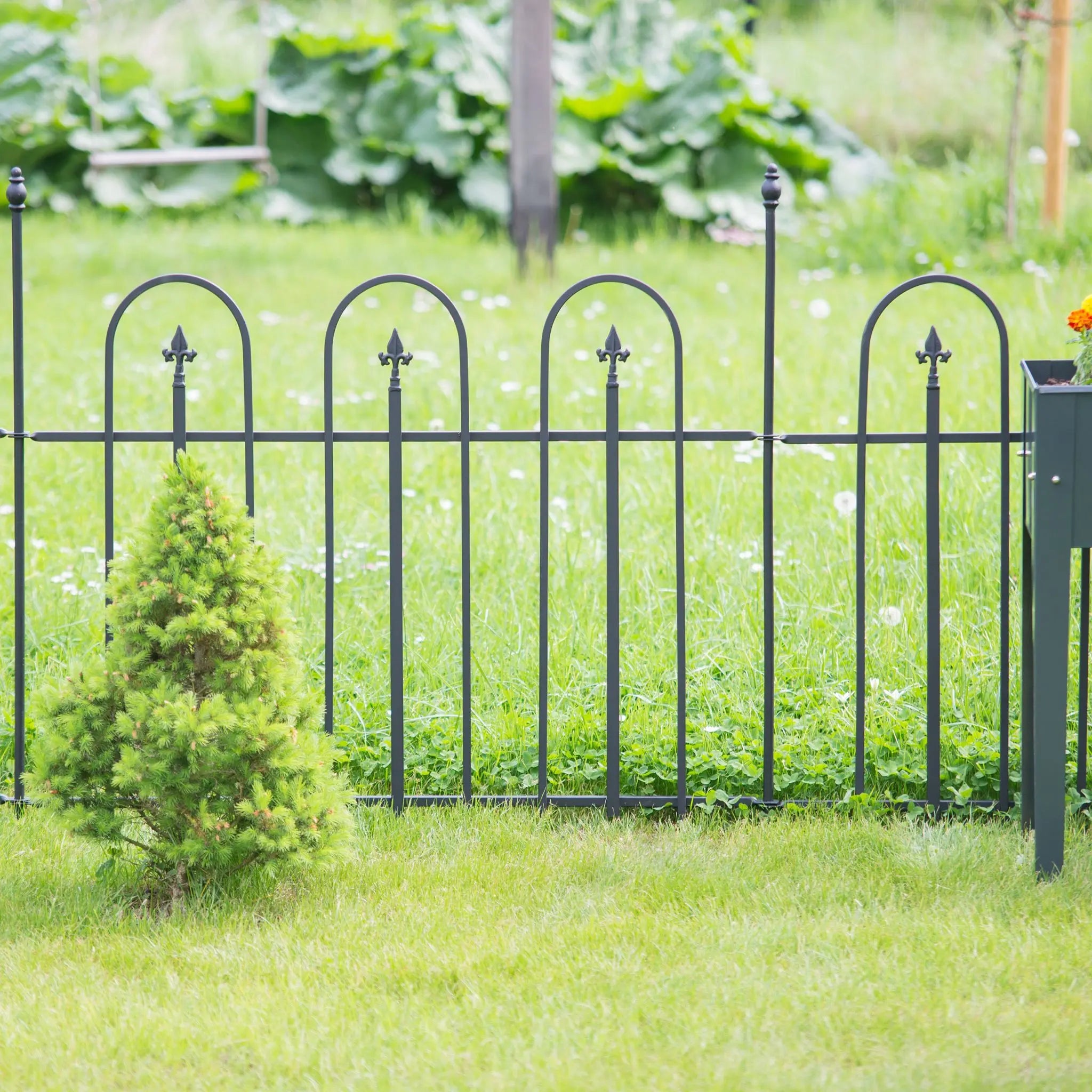 Gartenzaun Metall 4er-Set GOTH Schwarz von Relaxdays