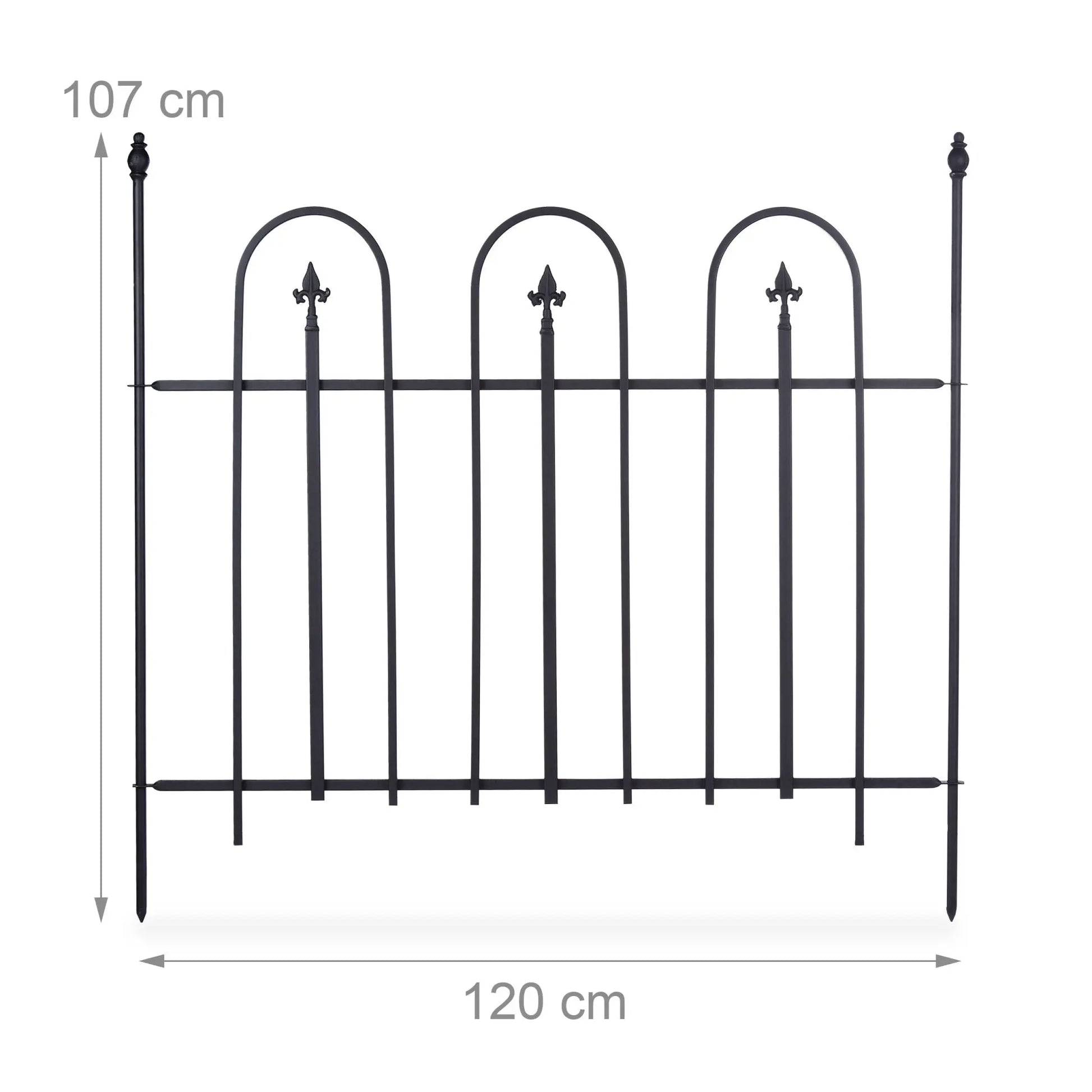 Gartenzaun Metall 4er-Set GOTH Schwarz von Relaxdays