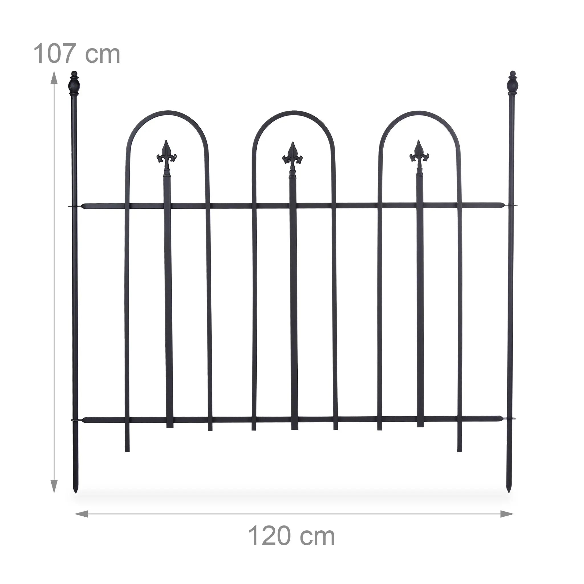 Gartenzaun Metall 4er-Set GOTH Schwarz von Relaxdays