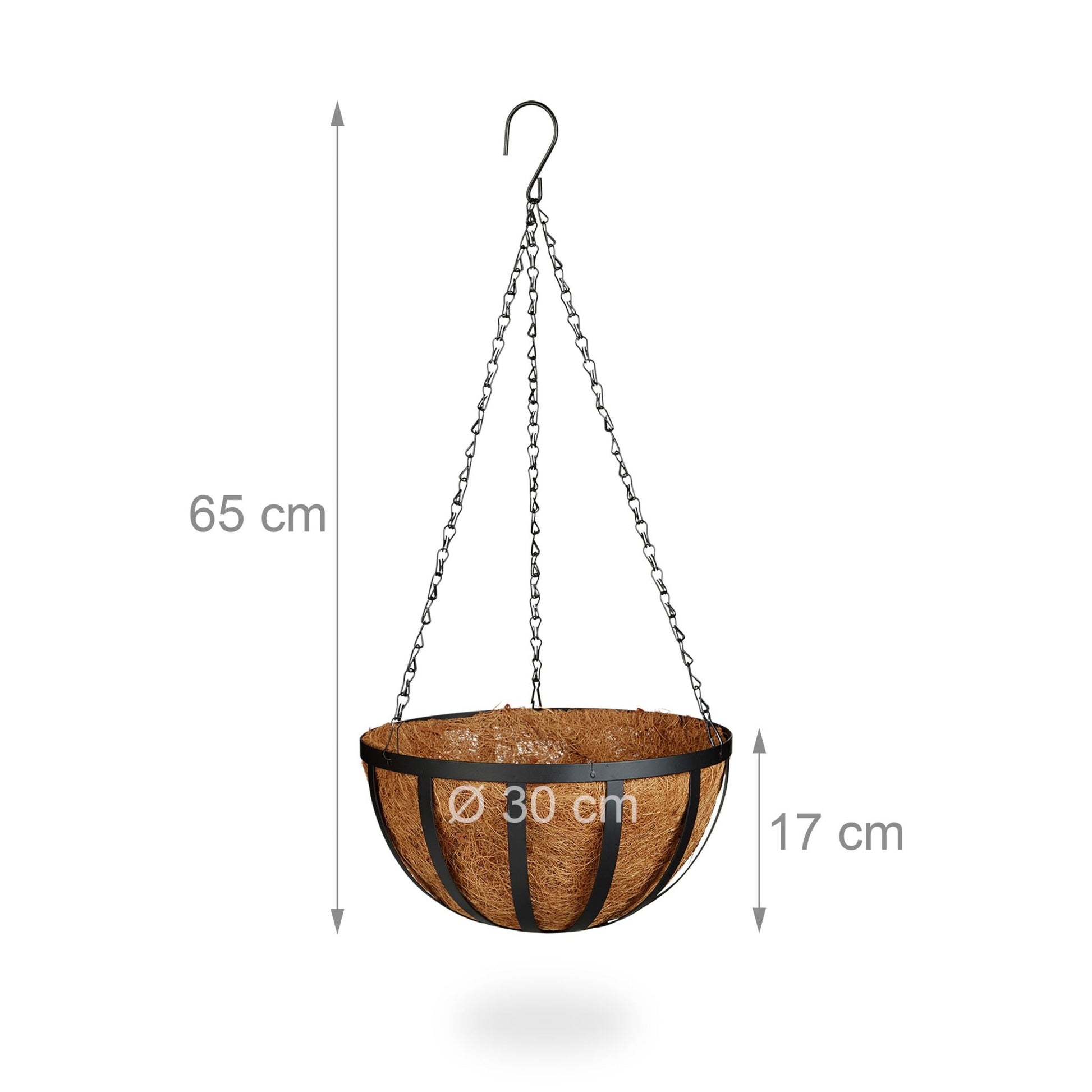 Blumenampel 3er-Set 30cm Braun-Schwarz von Relaxdays