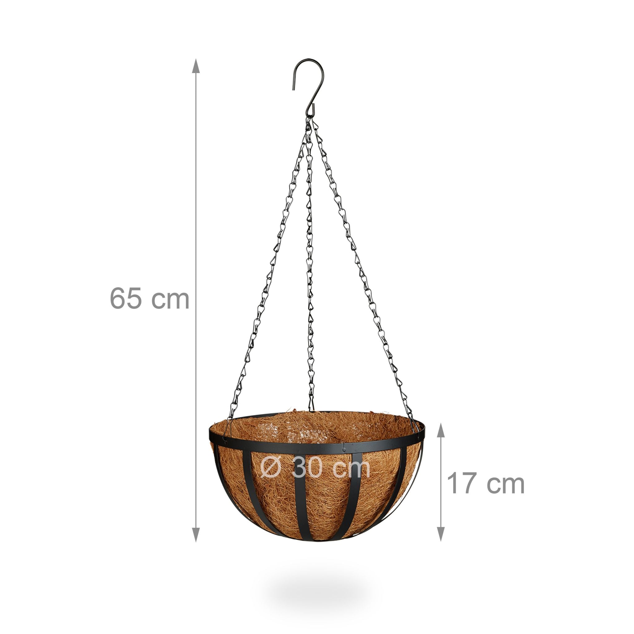 Blumenampel 3er-Set 30cm Braun-Schwarz von Relaxdays