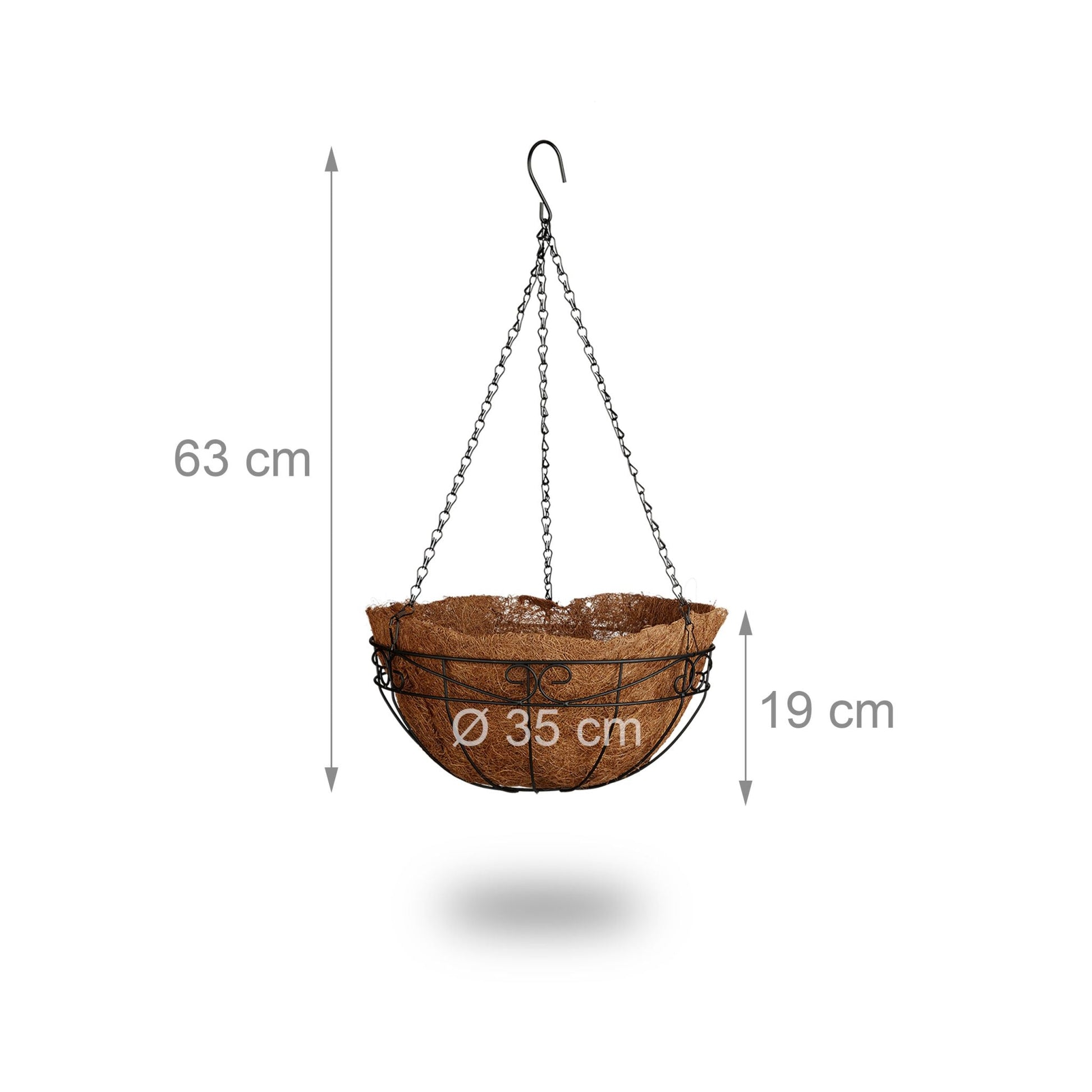 Blumenampel 3 Körbe Kokos Braun von Relaxdays