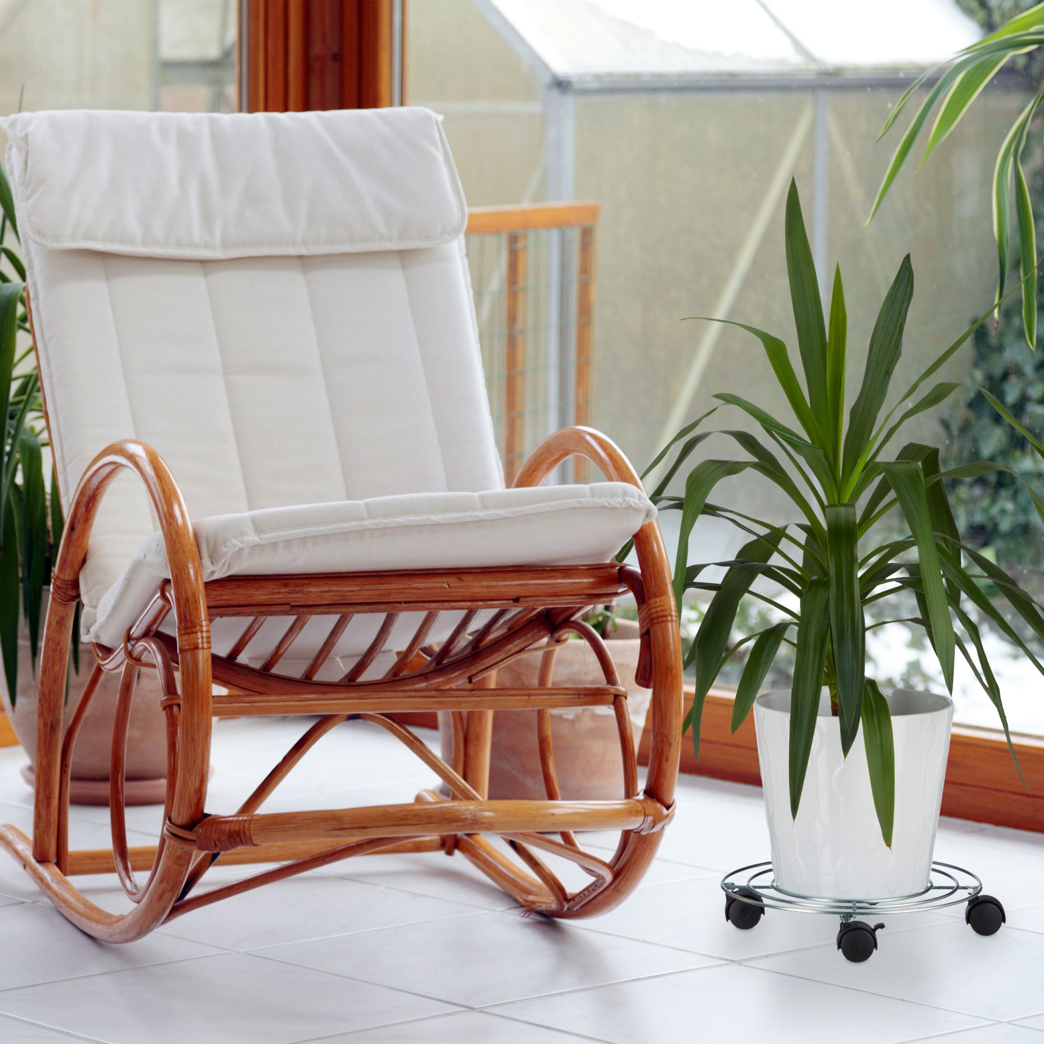 Pflanzenroller mit Bremse Schwarz-Silber von Relaxdays