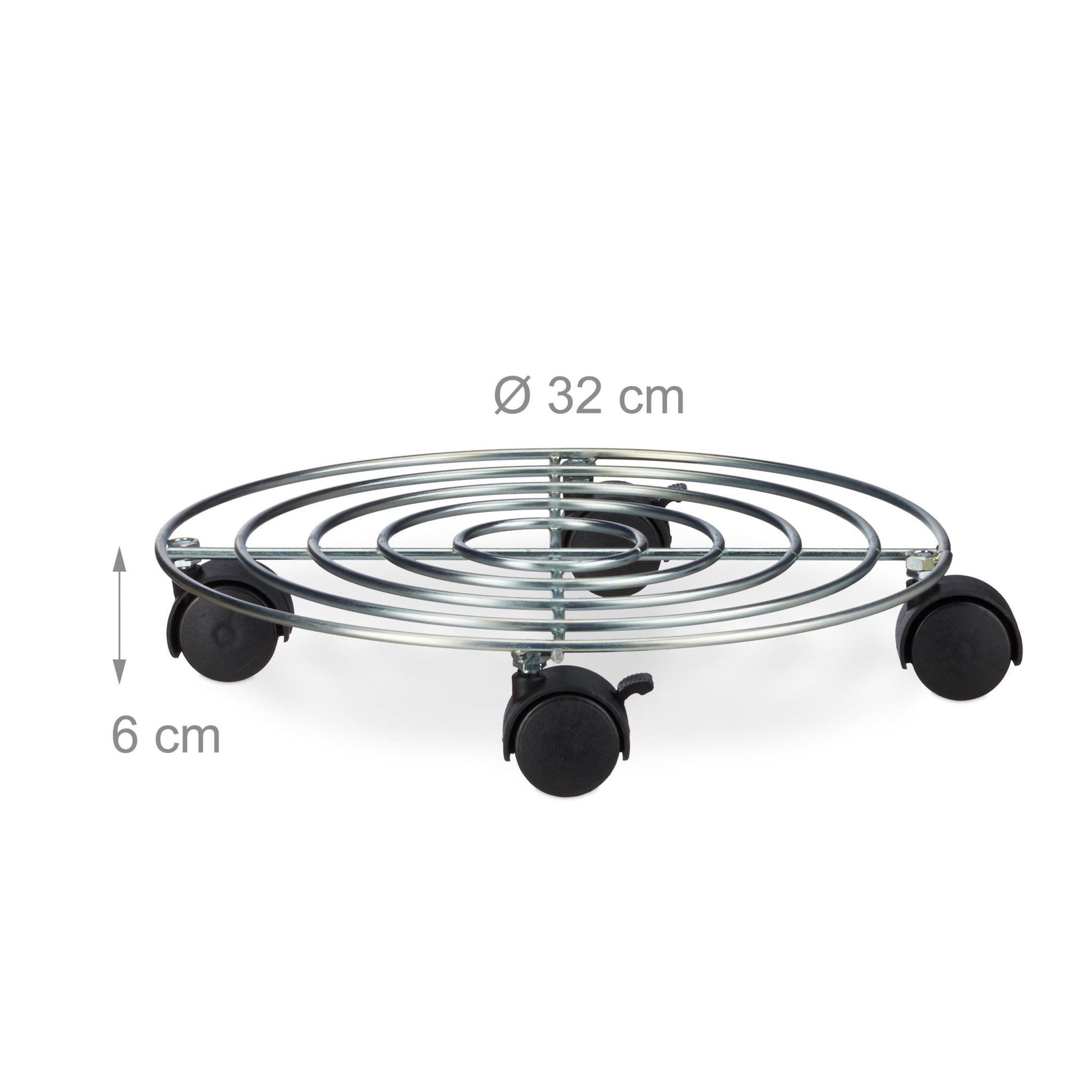 Pflanzenroller mit Bremse Schwarz-Silber von Relaxdays
