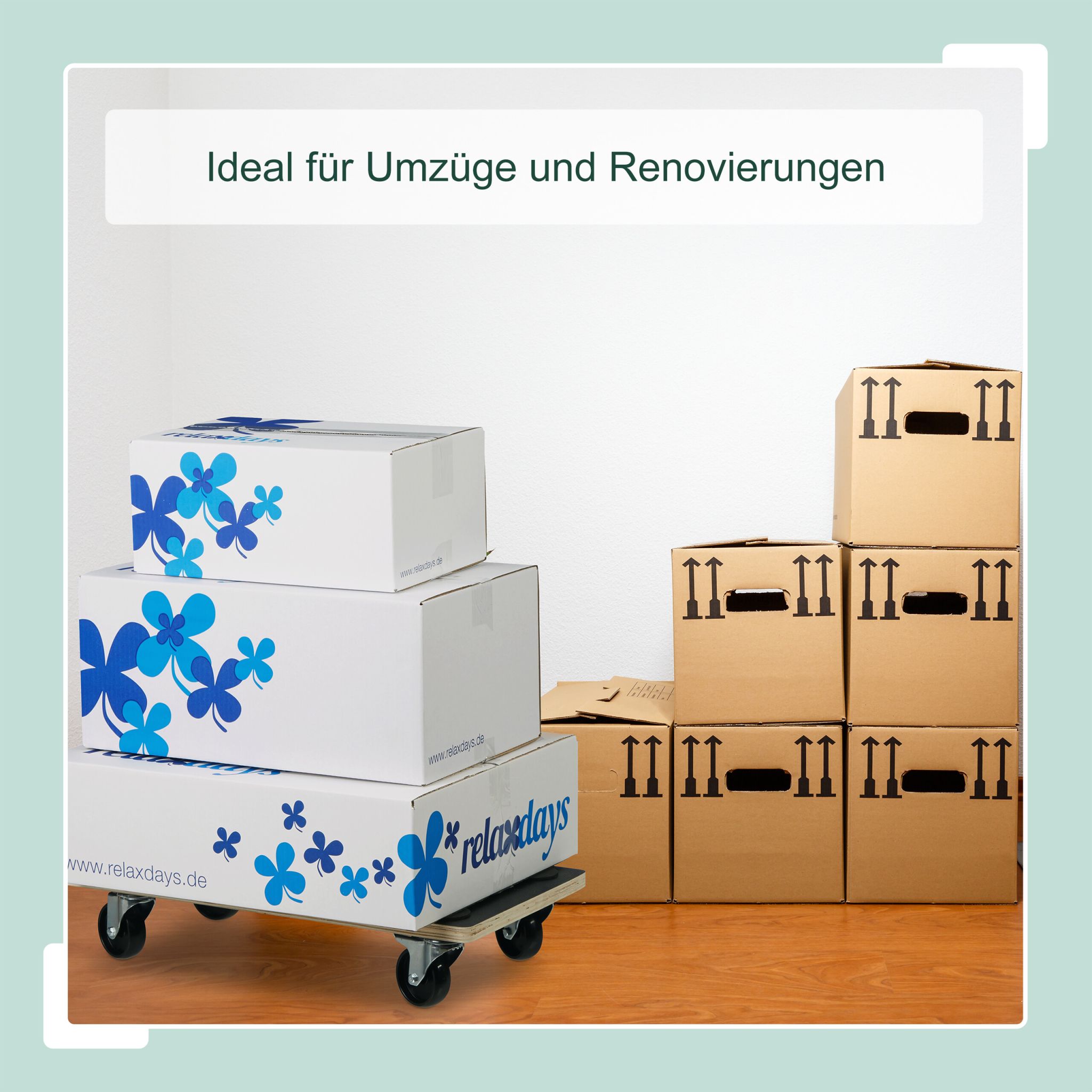 Transportroller mit Bremse 400 kg Hellbraun-Schwarz