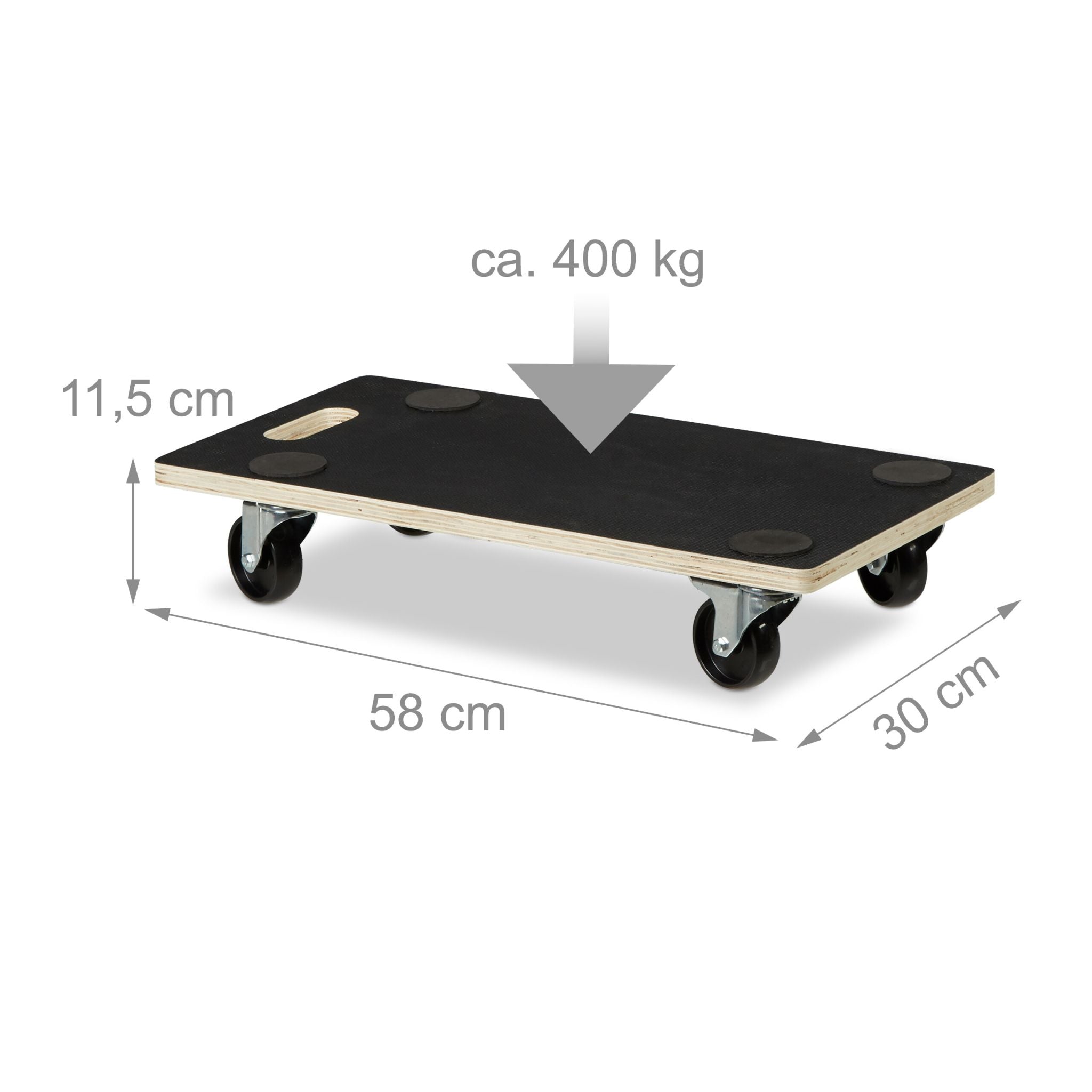 Transportroller mit Bremse 400 kg Hellbraun-Schwarz