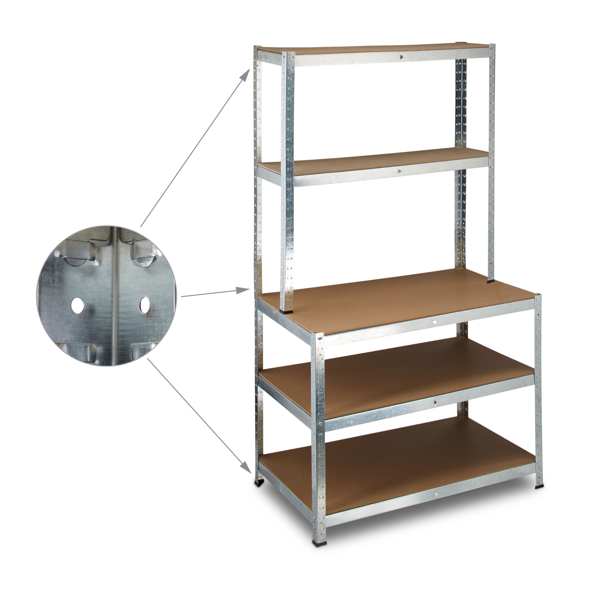 Schwerlastregal mit Werkbank Braun-Silber