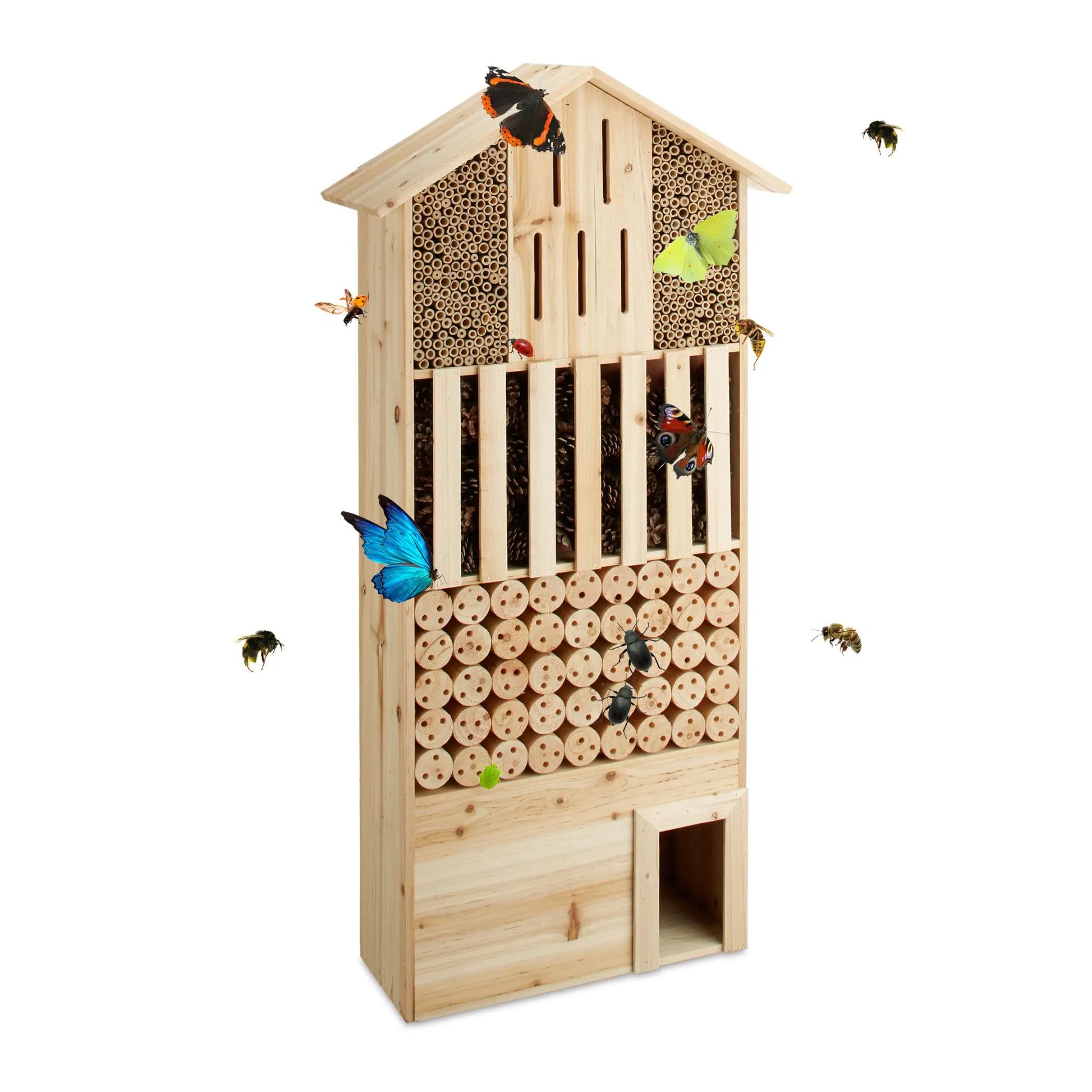 Insektenhotel natur XXL mit Igelhaus Hellbraun von Relaxdays