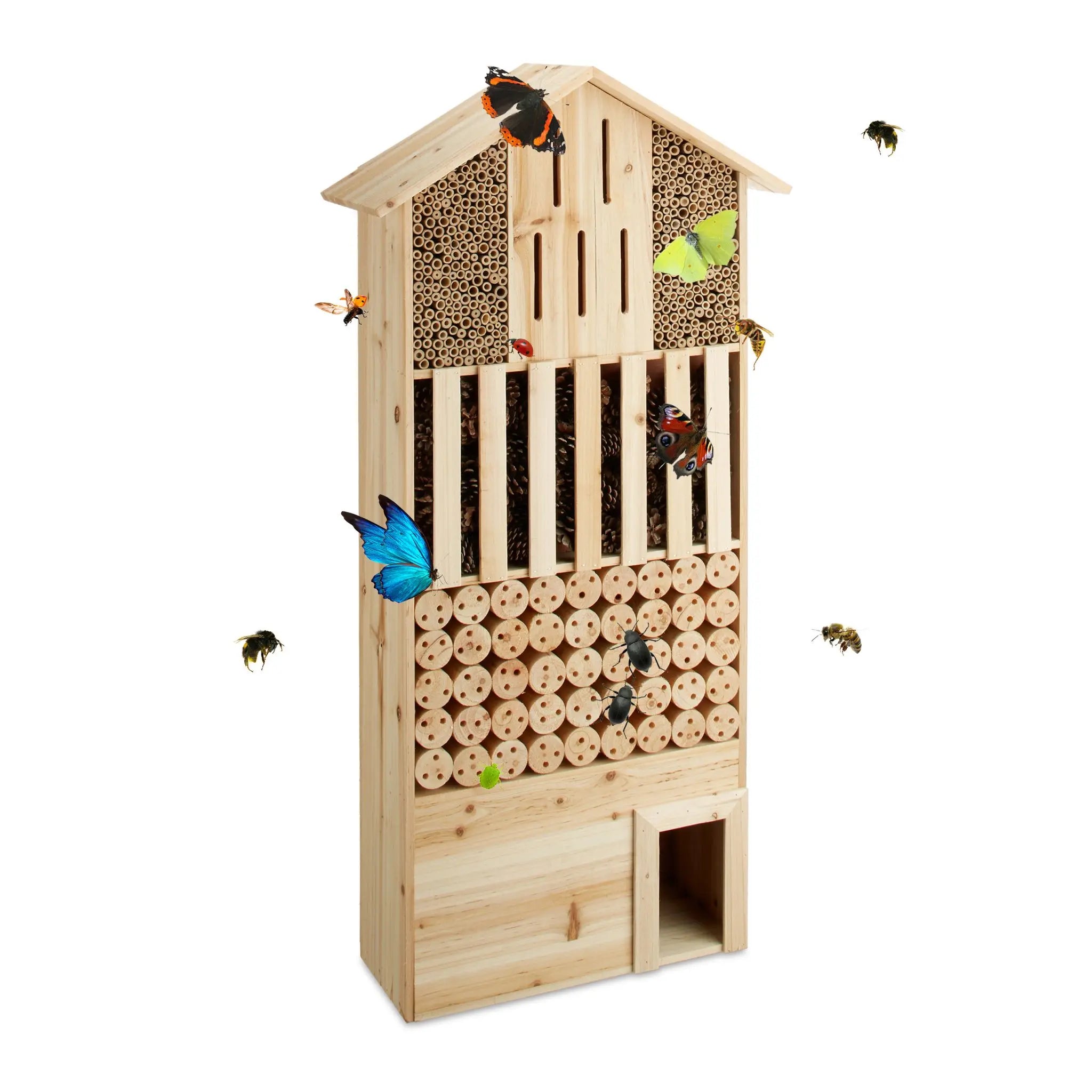 Insektenhotel natur XXL mit Igelhaus Hellbraun von Relaxdays