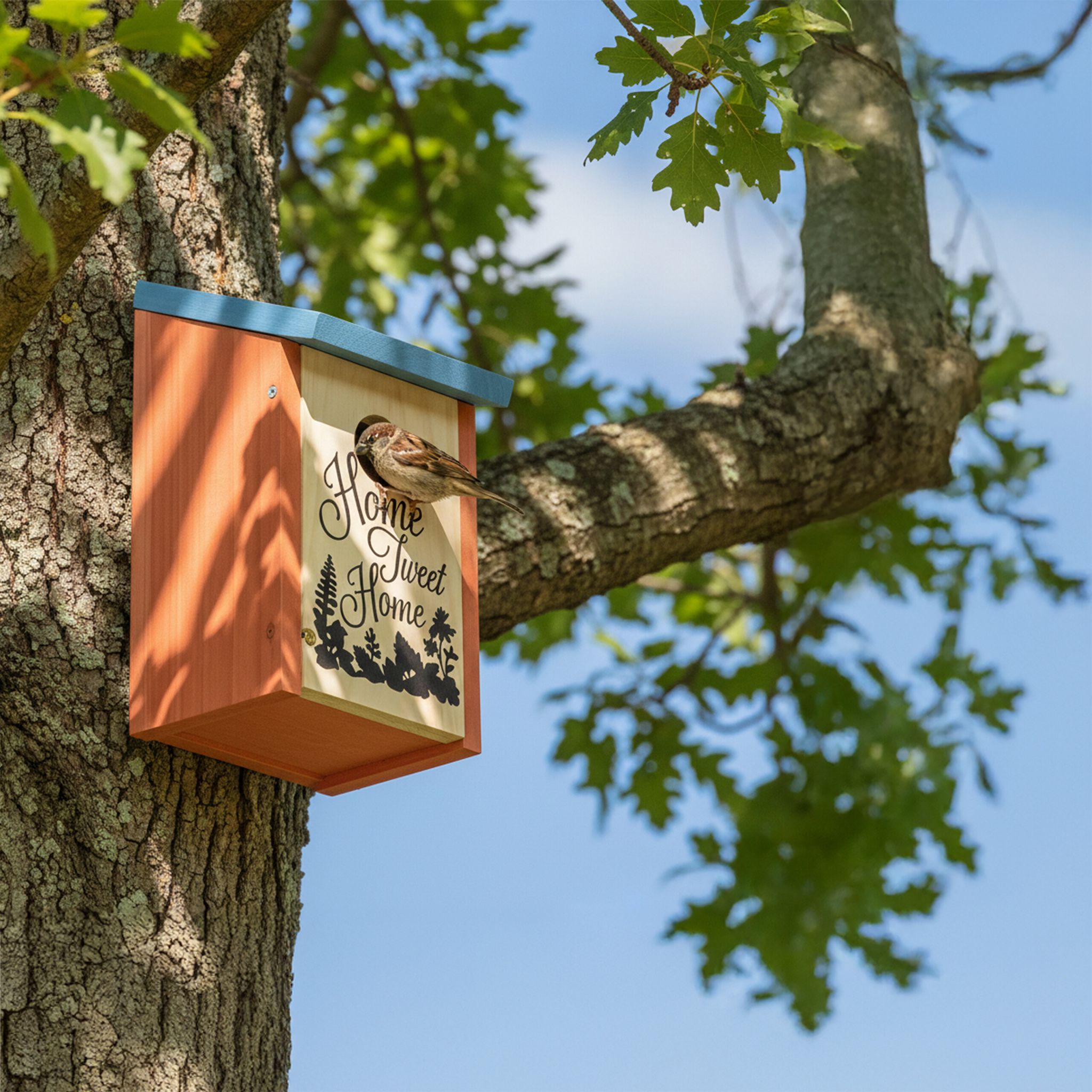 Nistkasten Home Tweet Home Hellblau-Hellbraun-Orange von Relaxdays