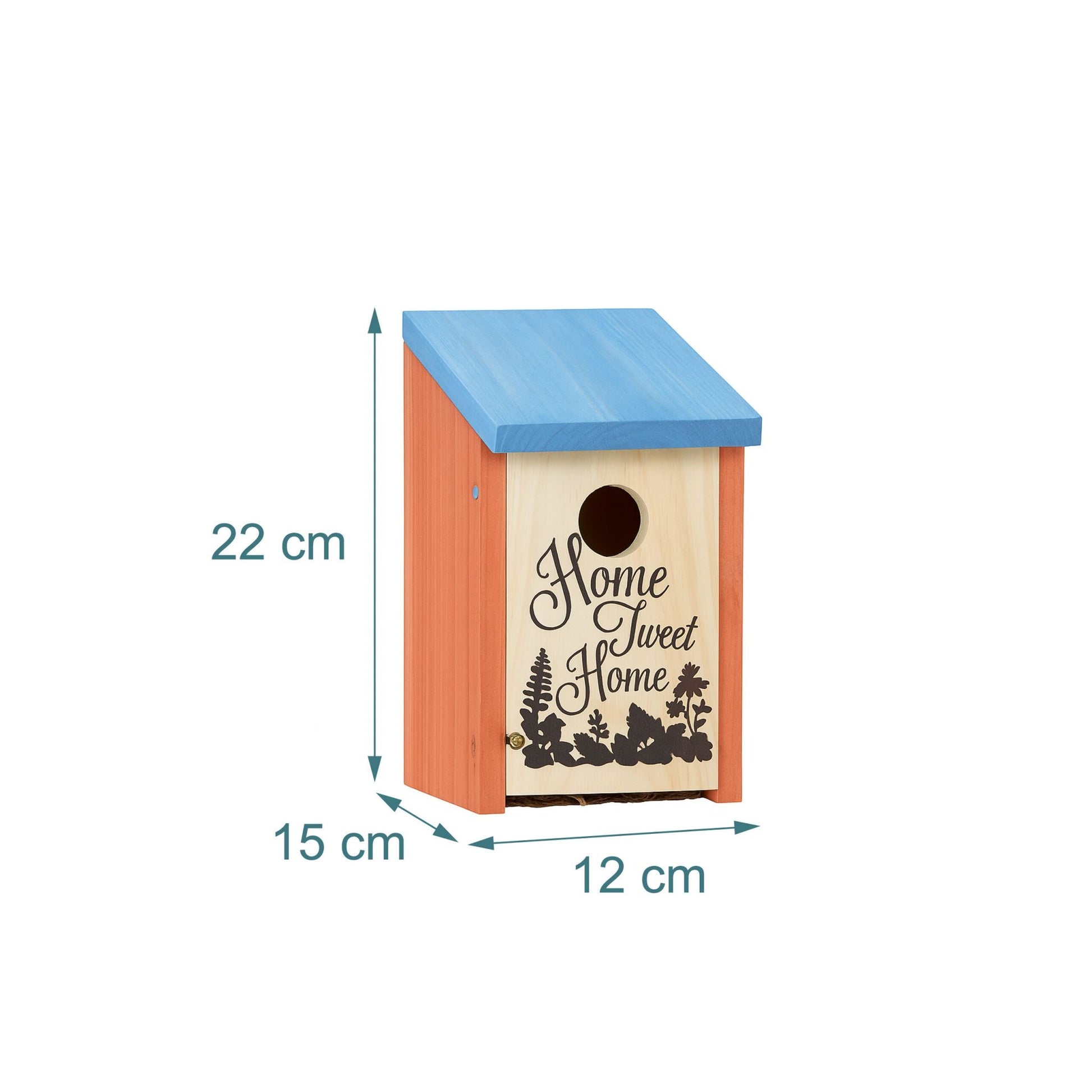 Nistkasten Home Tweet Home Hellblau-Hellbraun-Orange von Relaxdays