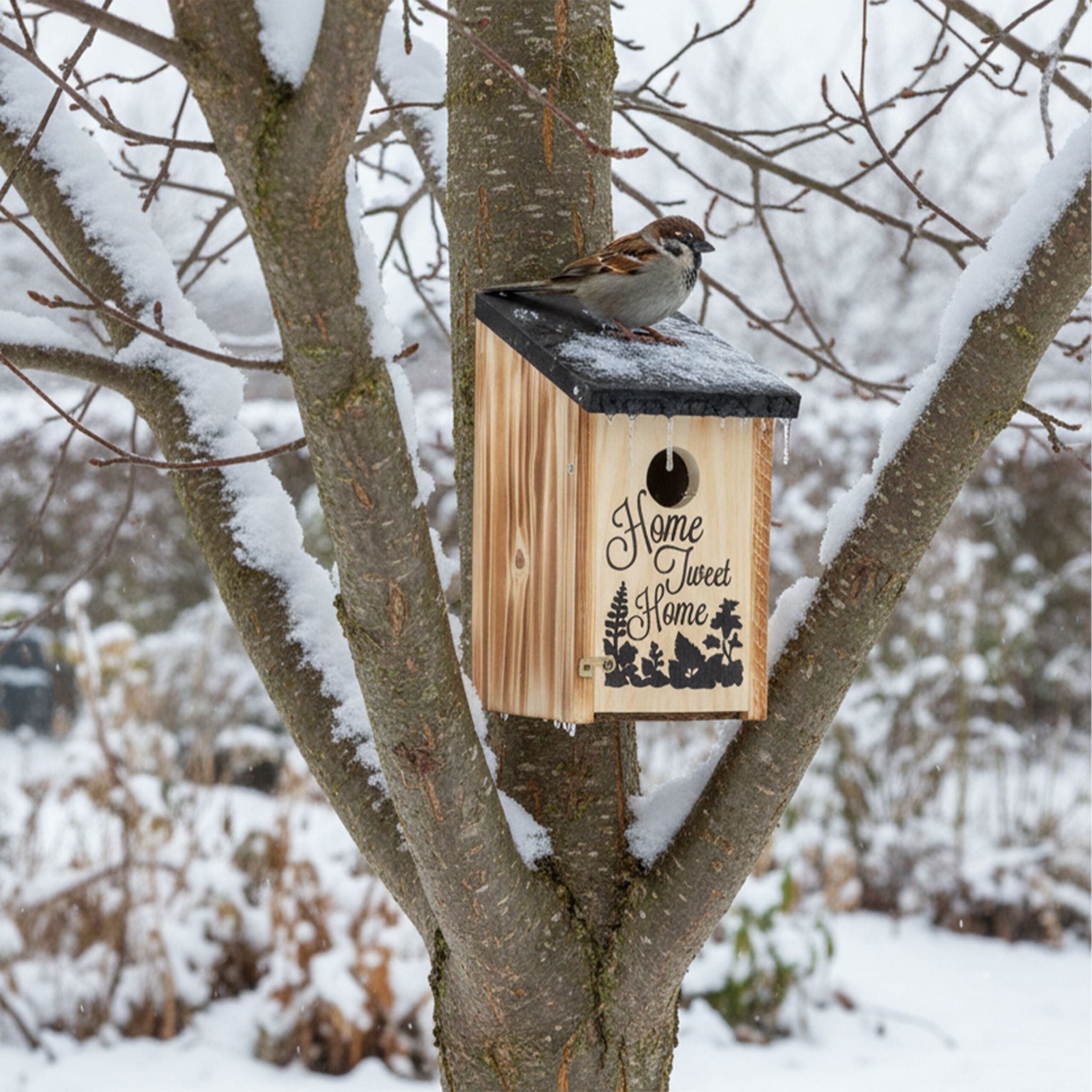 Nistkasten Home Tweet Home Dunkelbraun-Hellbraun-Schwarz von Relaxdays