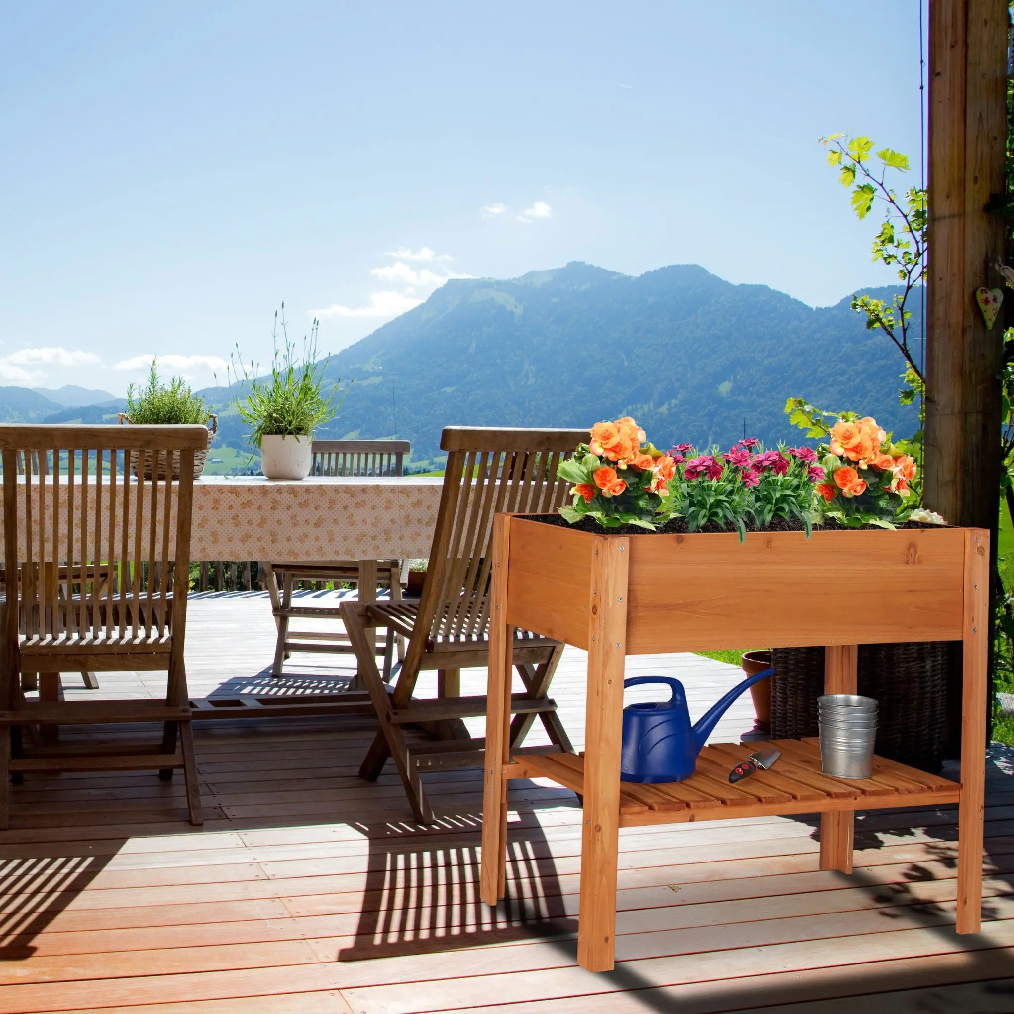 Hochbeet Holz mit Ablagefach Dunkelbraun von Relaxdays