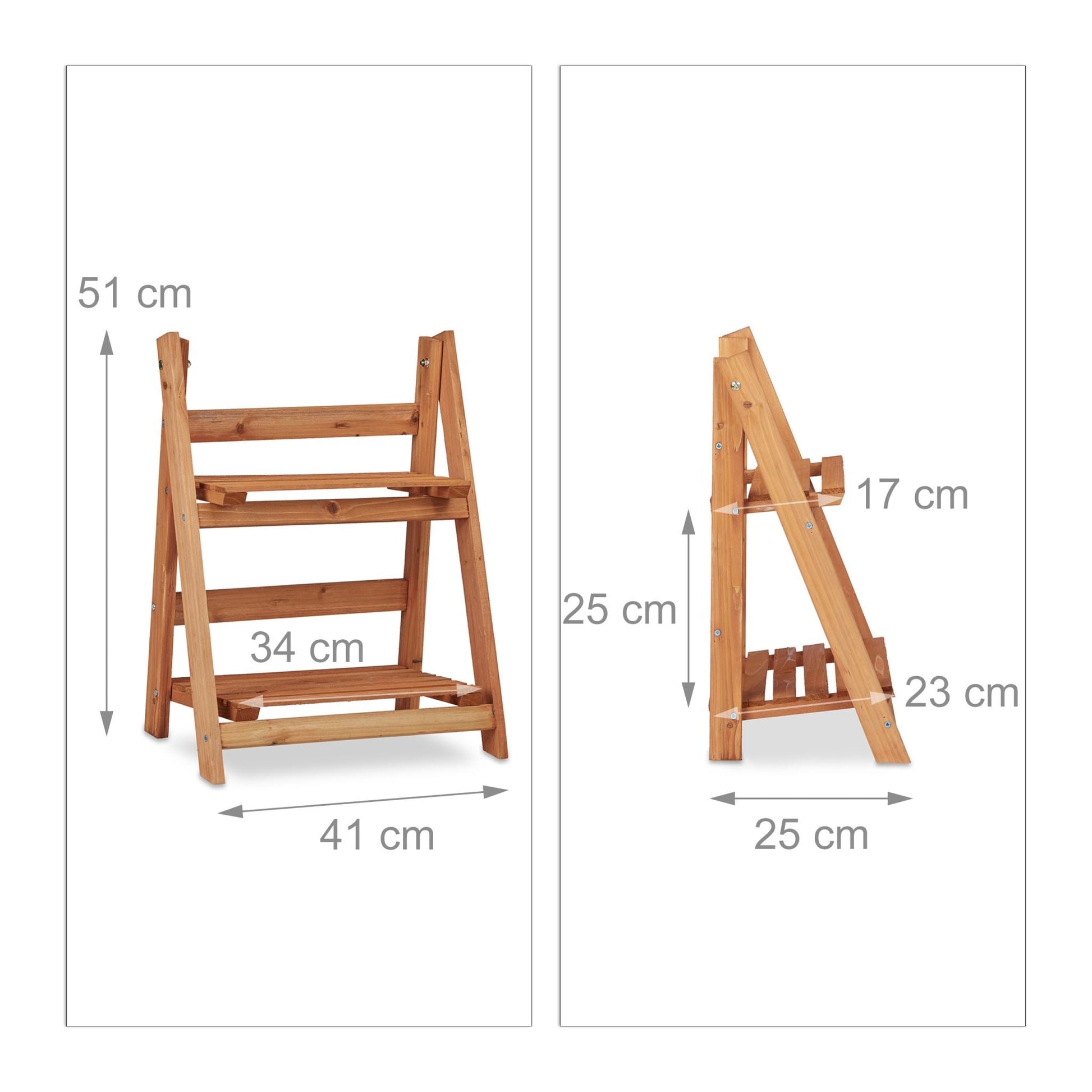 Blumentreppe Holz Hellbraun von Relaxdays
