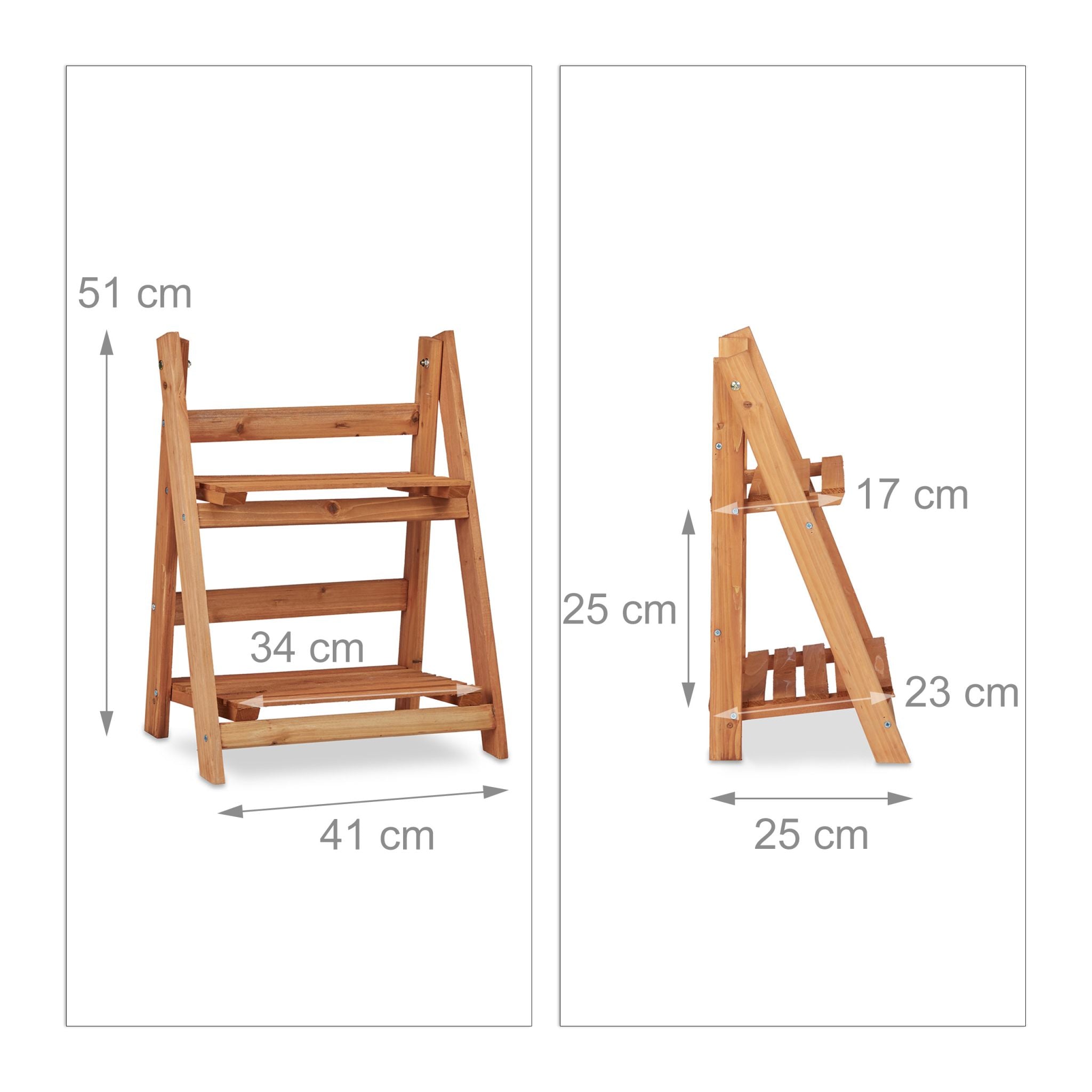 Blumentreppe Holz Hellbraun von Relaxdays