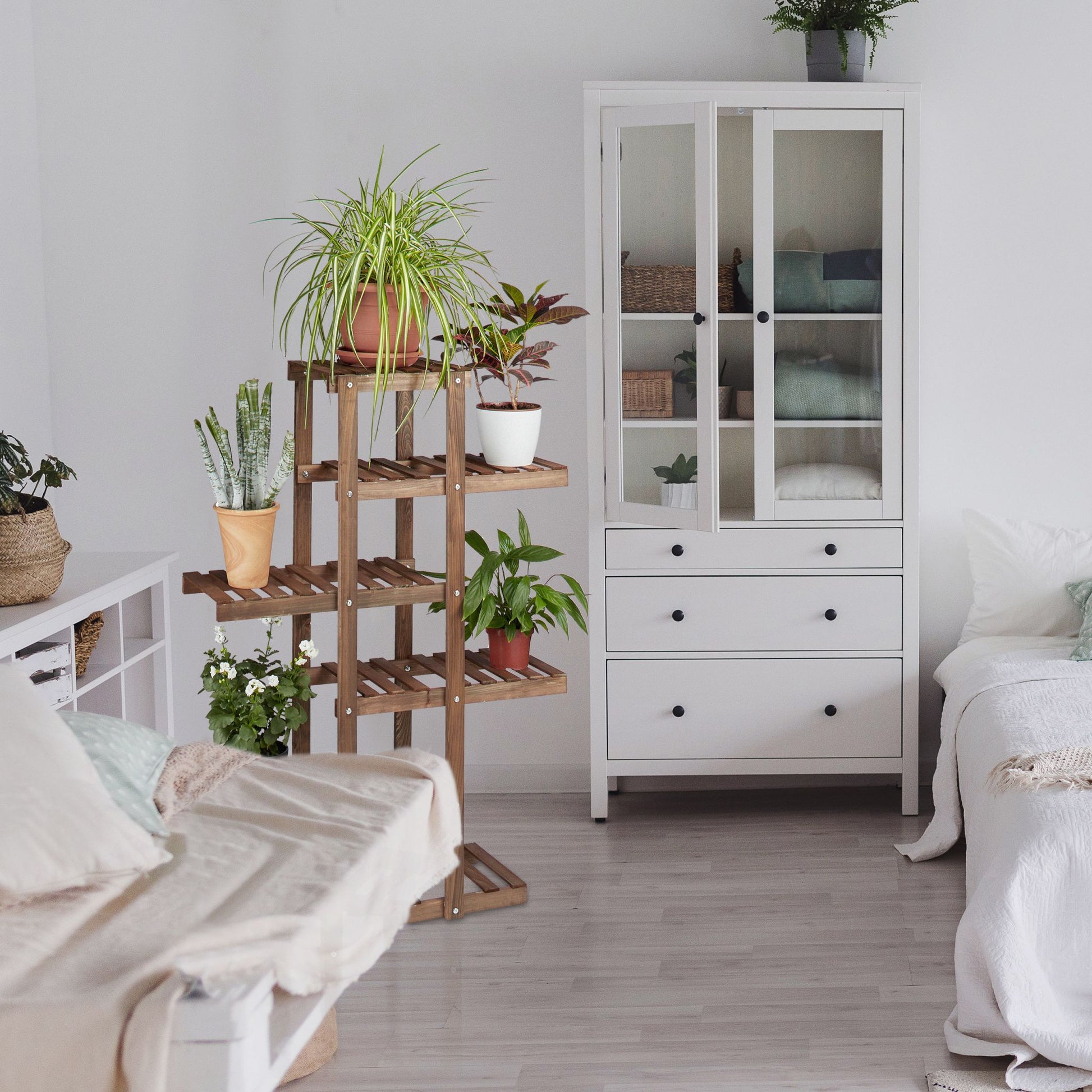 Blumenregal Holz Hellbraun von Relaxdays