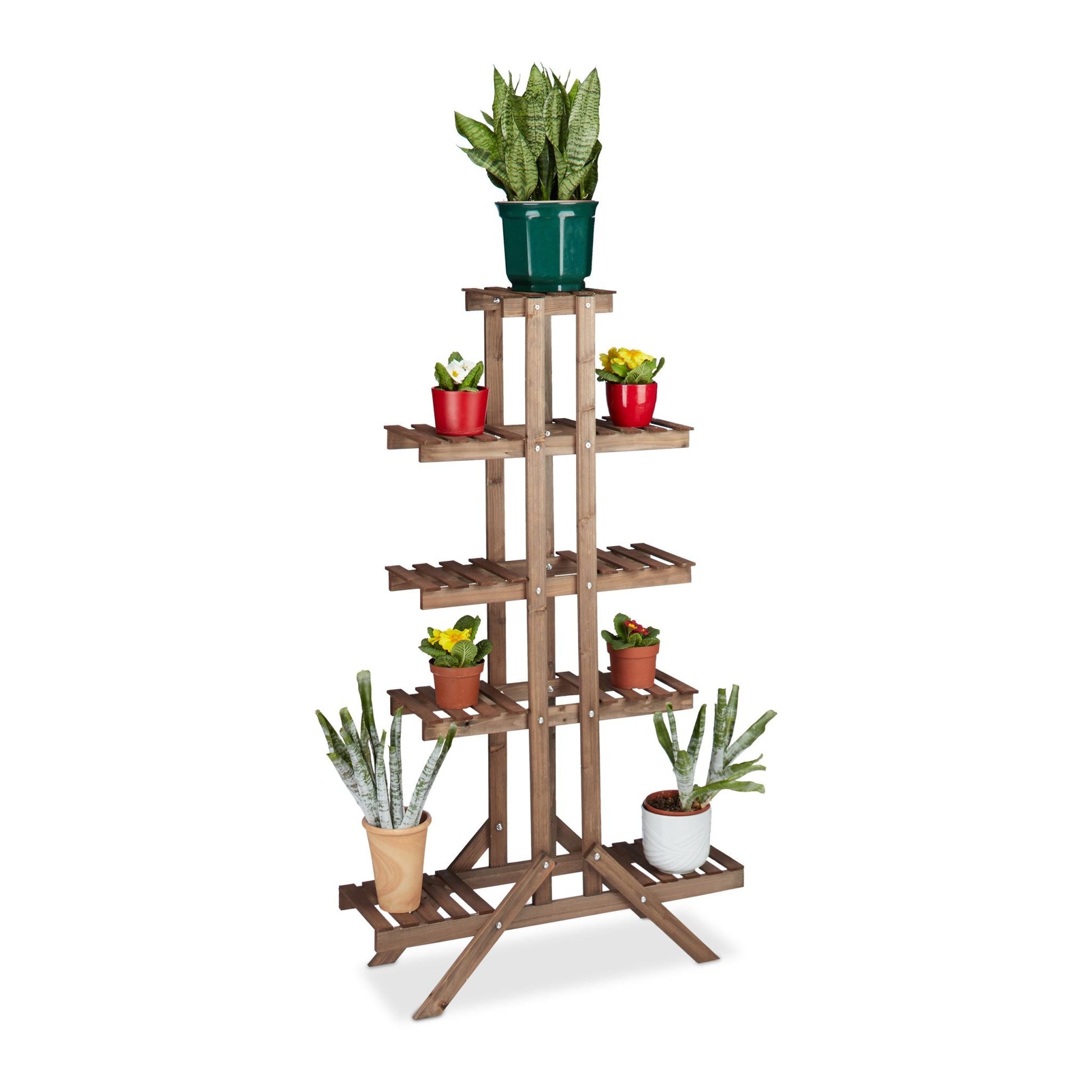 Blumentreppe 5 Ebenen Dunkelbraun von Relaxdays