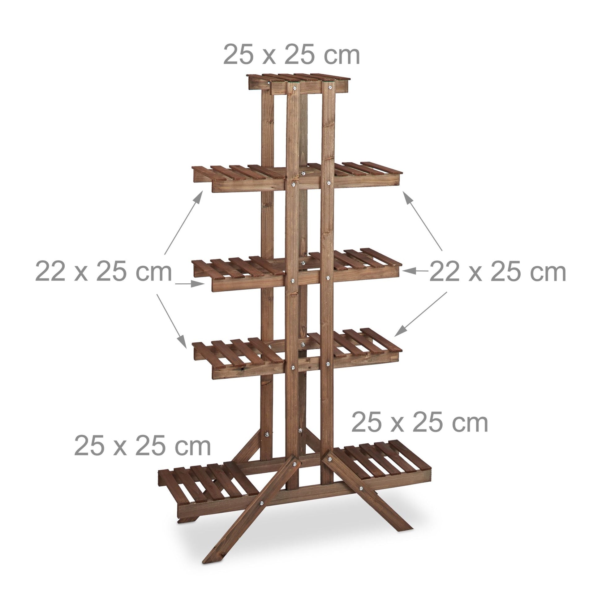 Blumentreppe 5 Ebenen Dunkelbraun von Relaxdays