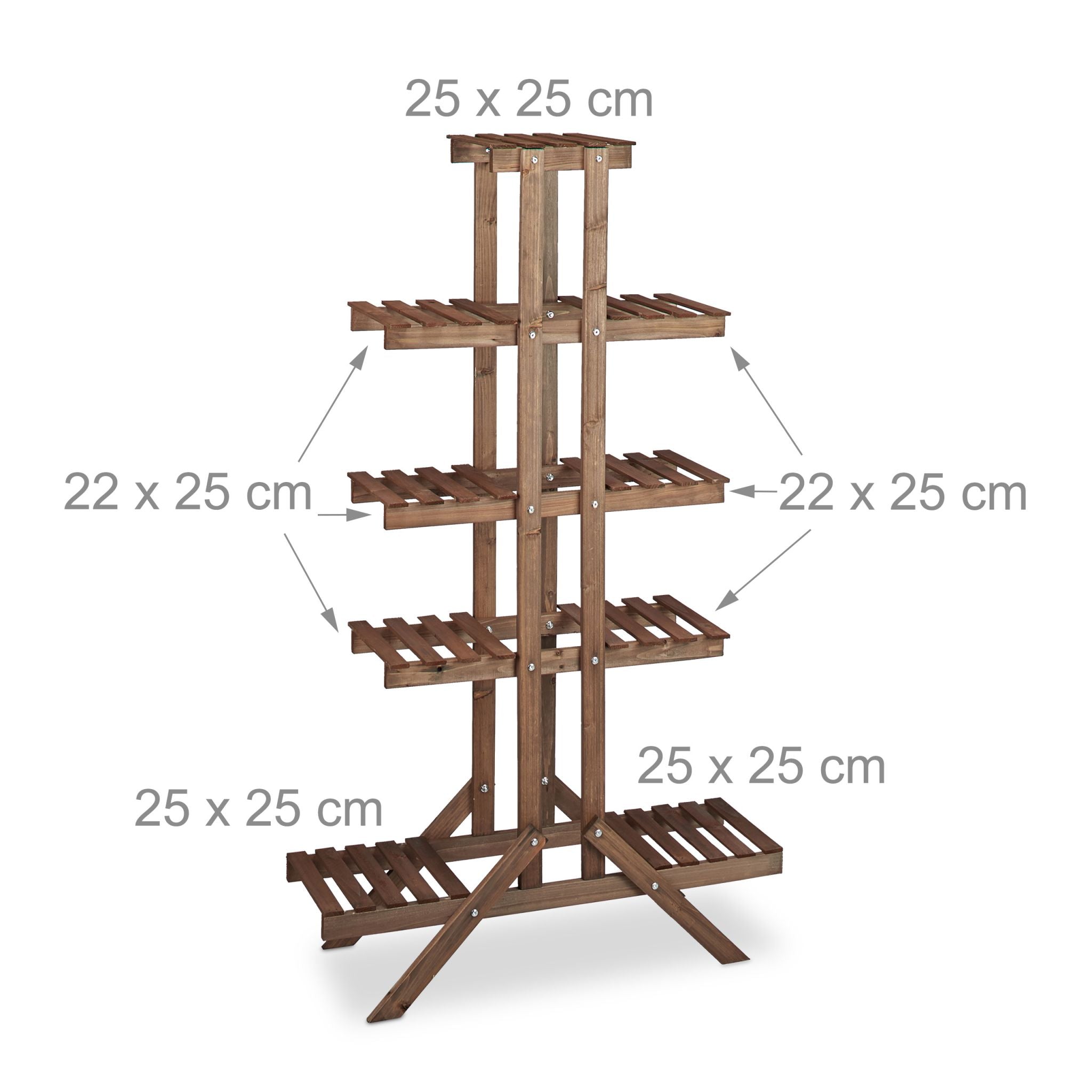 Blumentreppe 5 Ebenen Dunkelbraun von Relaxdays