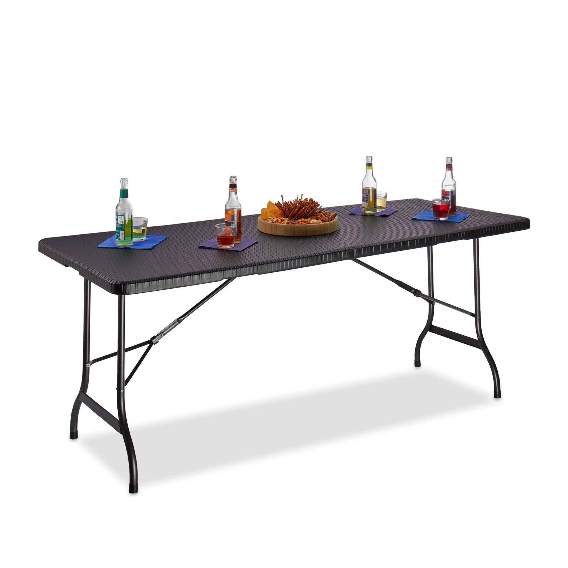 Gartentisch klappbar BASTIAN gross Schwarz von Relaxdays