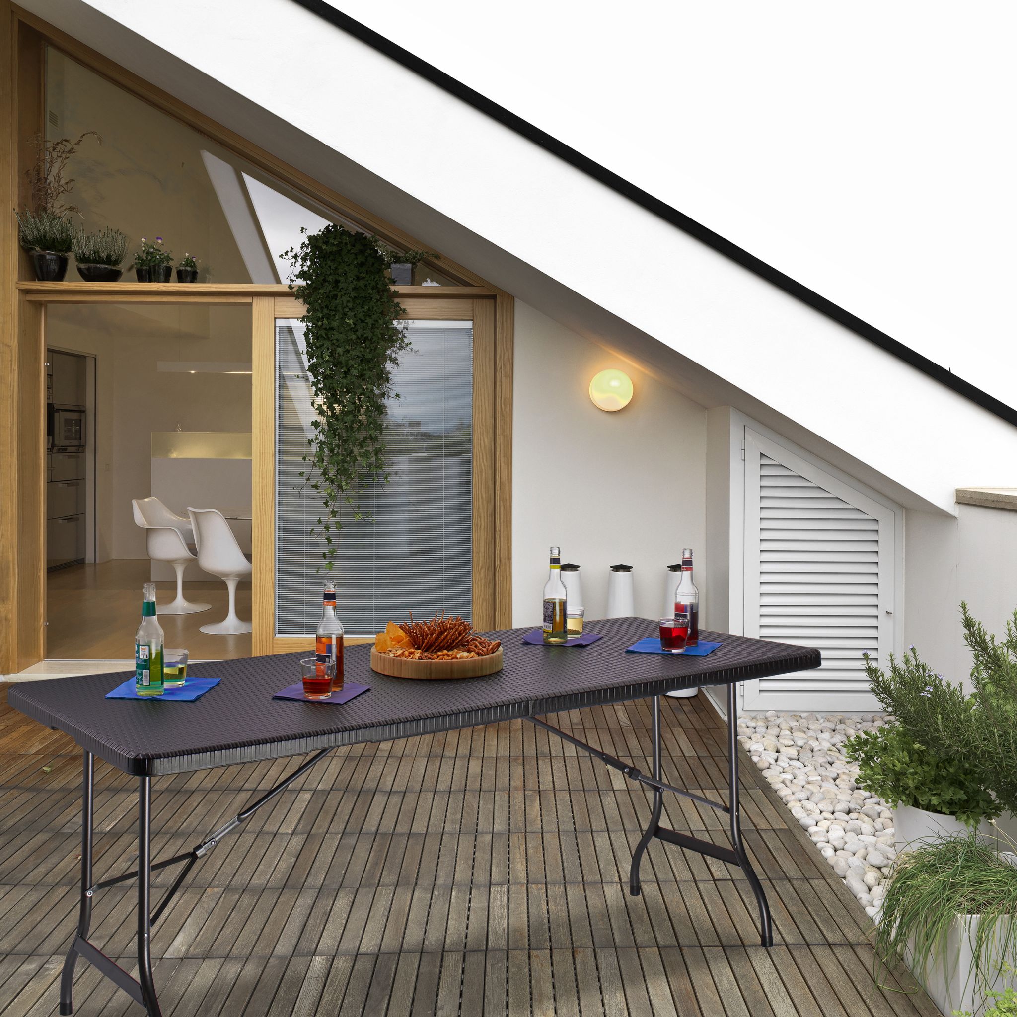 Gartentisch klappbar BASTIAN gross Schwarz von Relaxdays