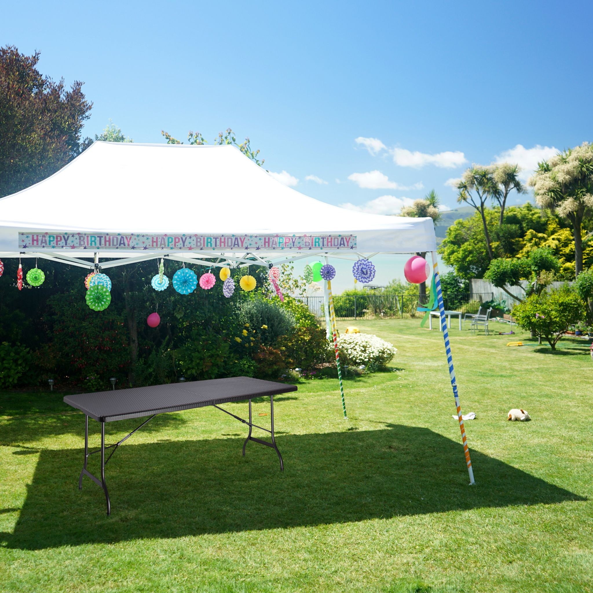 Gartentisch klappbar BASTIAN gross Schwarz von Relaxdays