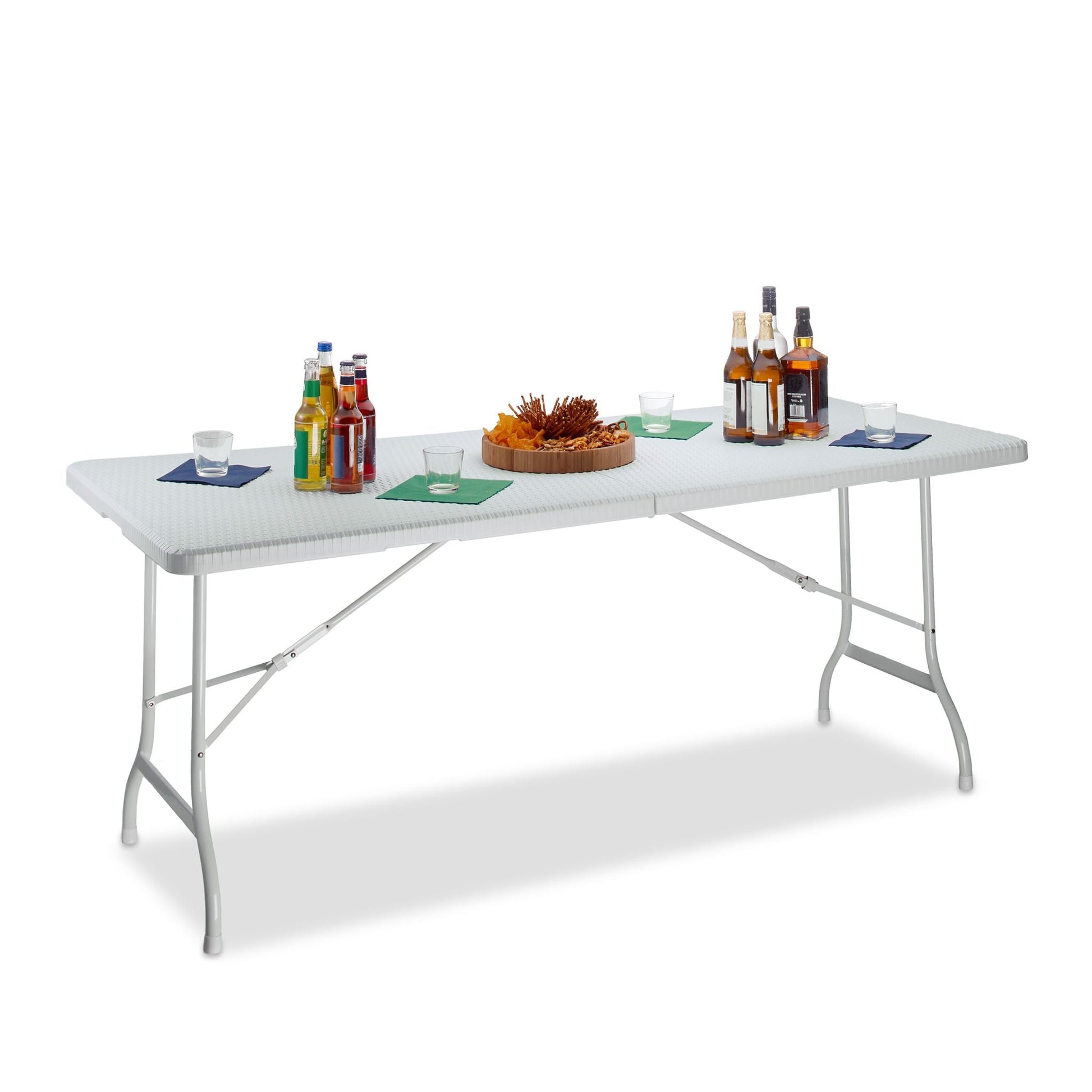 Gartentisch klappbar BASTIAN gross Weiss von Relaxdays