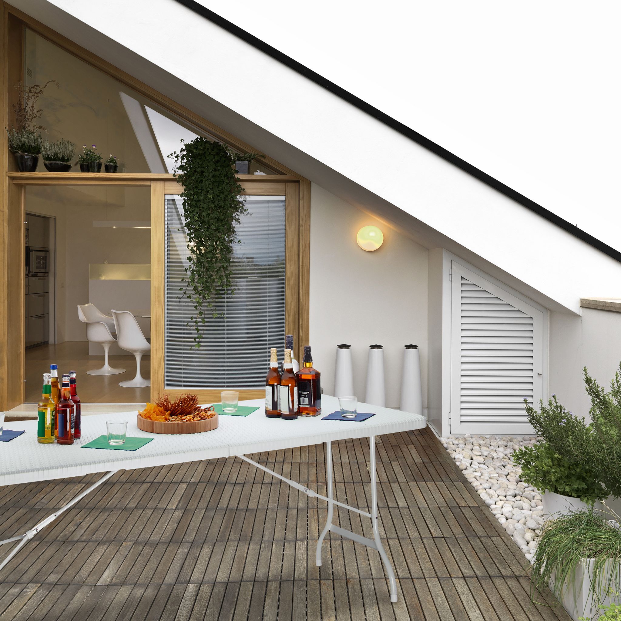 Gartentisch klappbar BASTIAN gross Weiss von Relaxdays