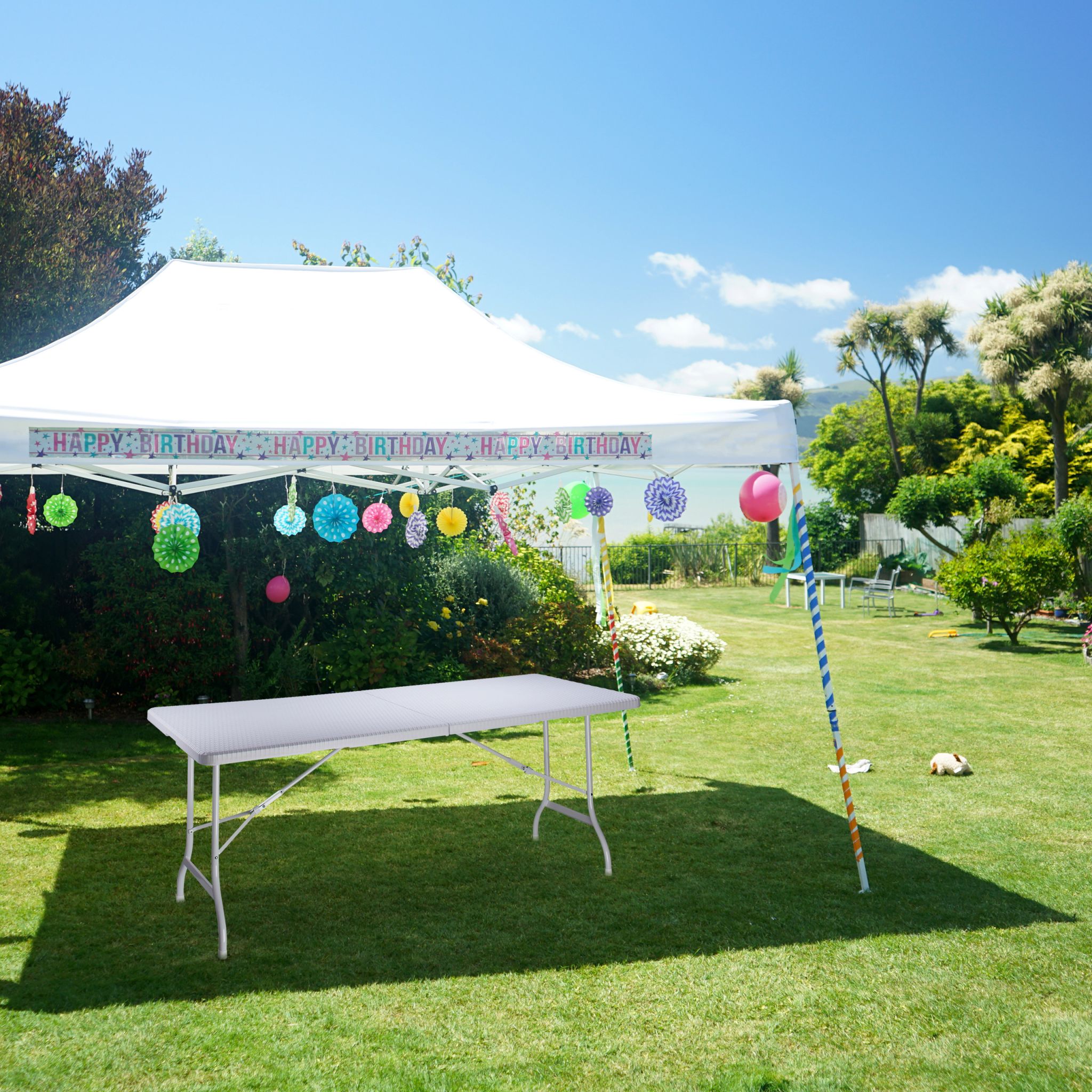 Gartentisch klappbar BASTIAN gross Weiss von Relaxdays