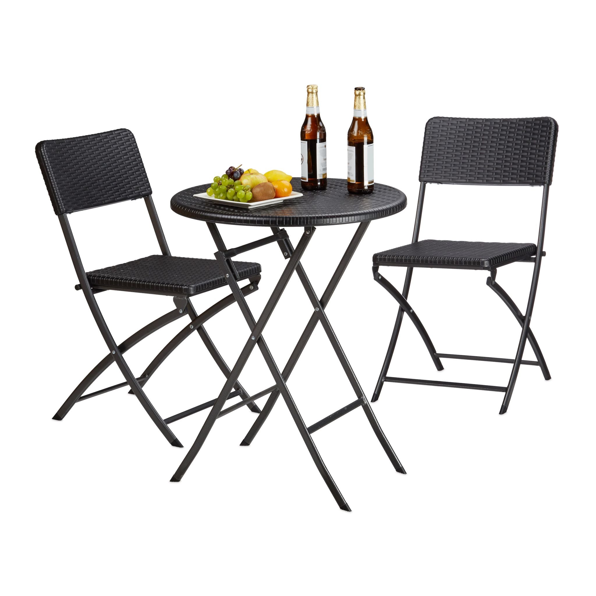 Gartenmöbel Set BASTIAN 3-teilig Schwarz von Relaxdays
