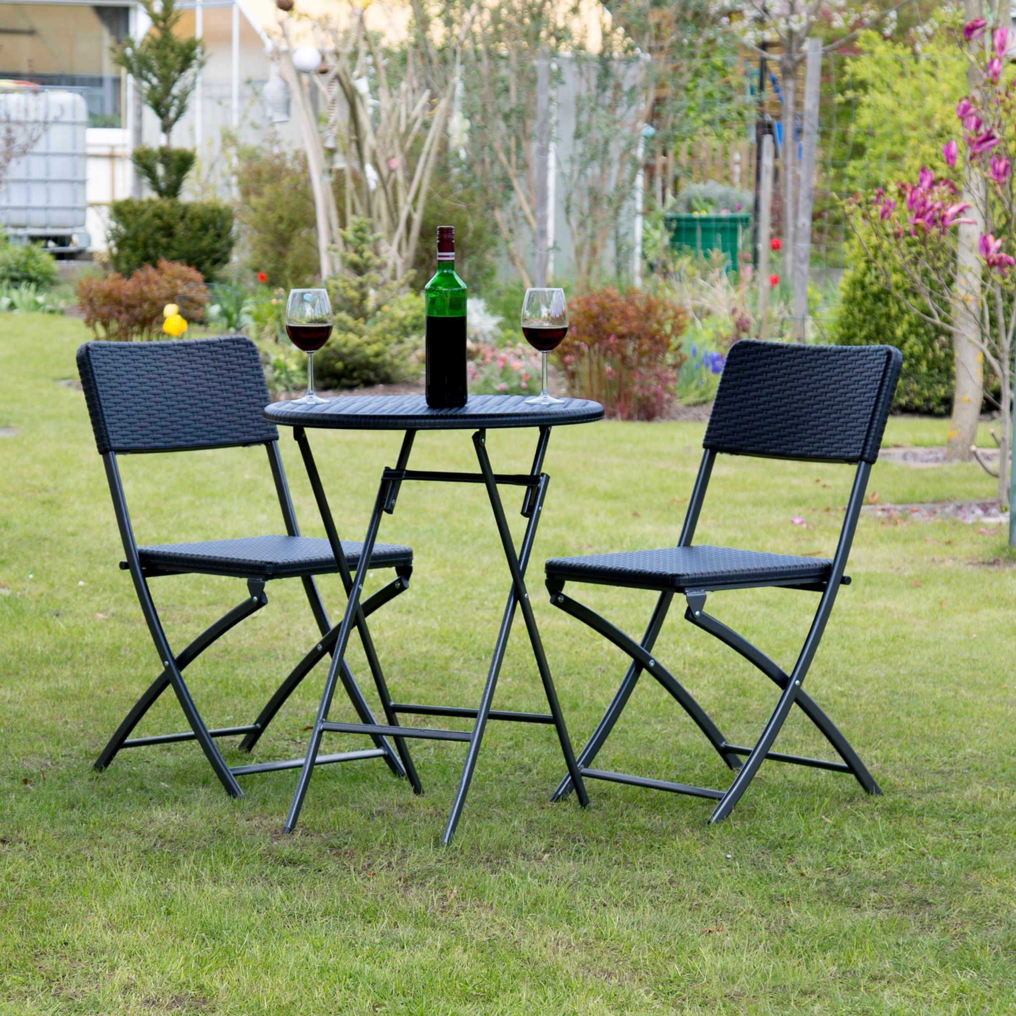 Gartenmöbel Set BASTIAN 3-teilig Schwarz von Relaxdays