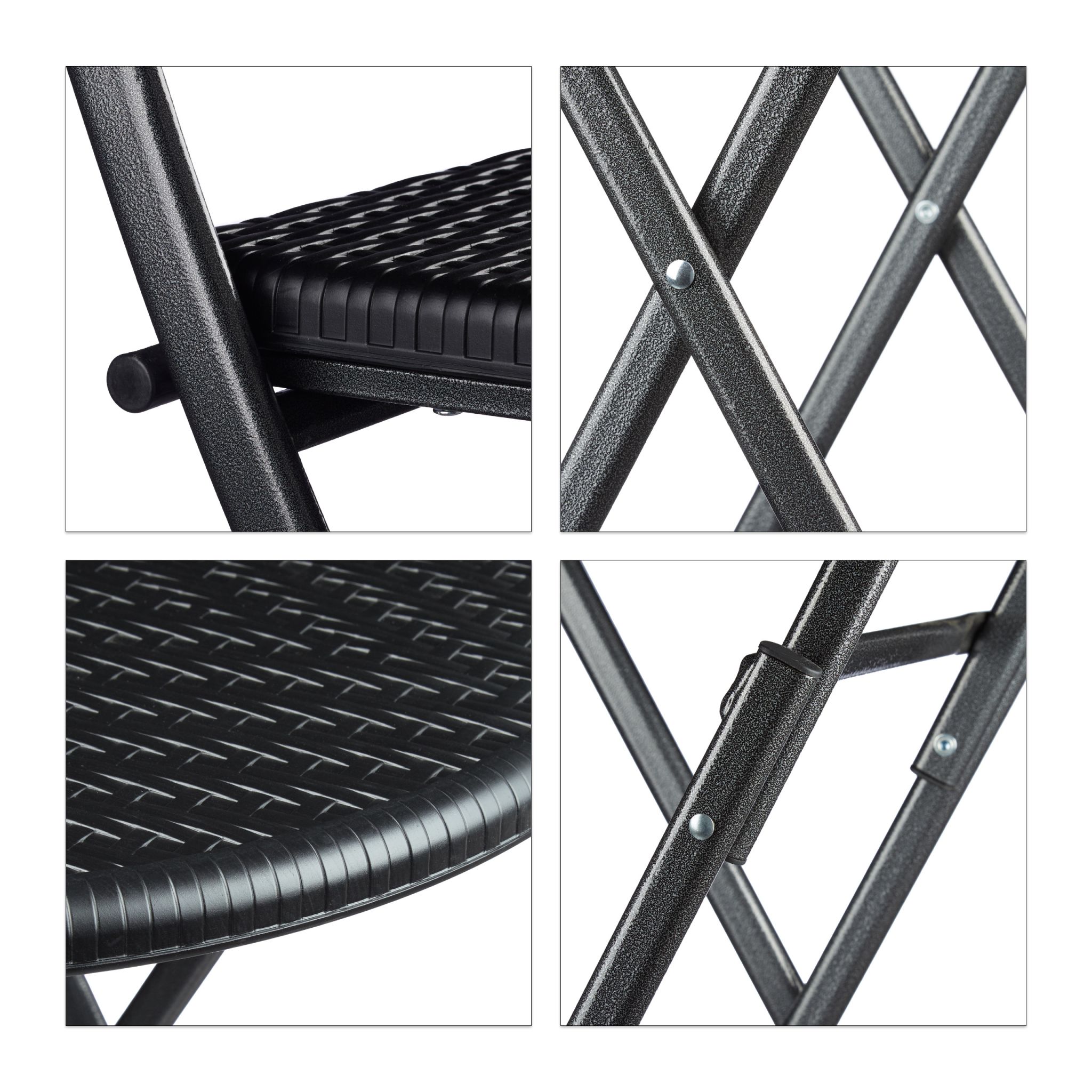 Gartenmöbel Set BASTIAN 3-teilig Schwarz von Relaxdays