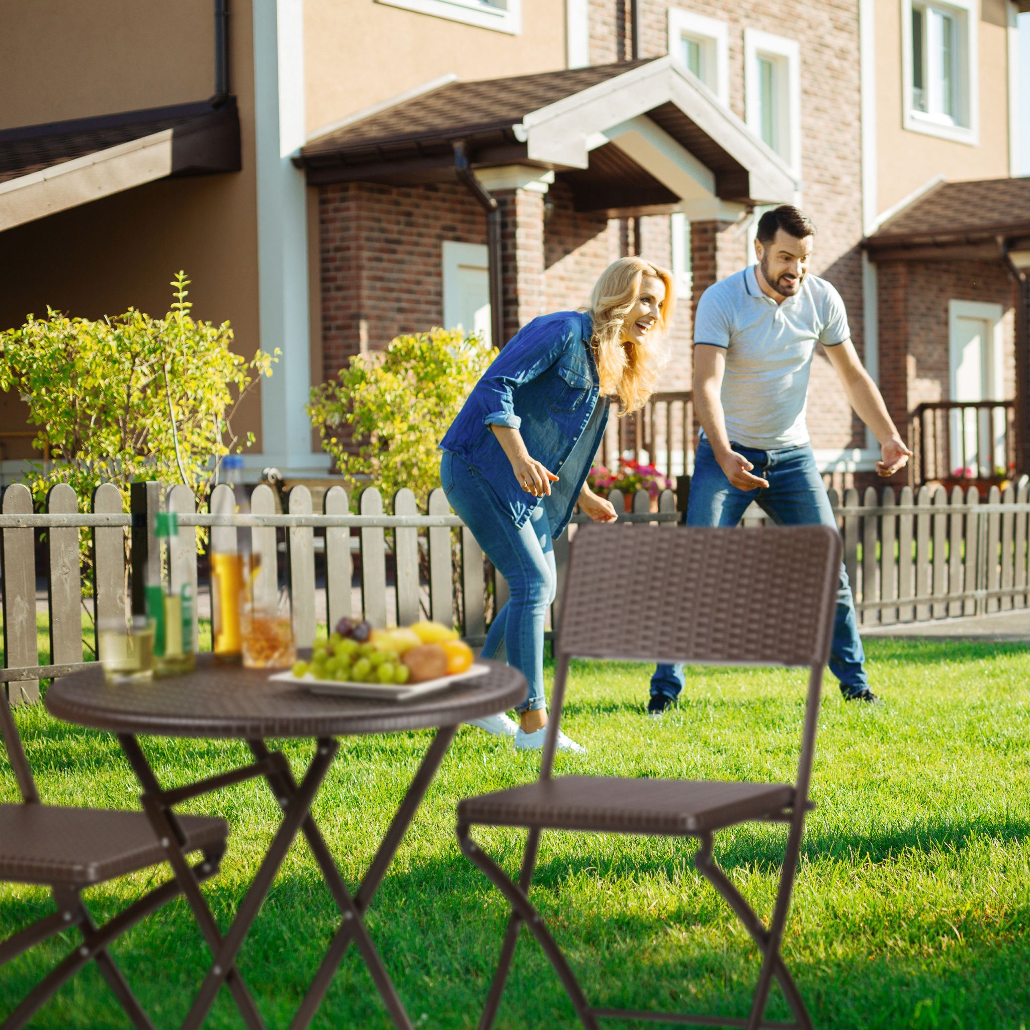 Gartenmöbel Set BASTIAN 3-teilig Dunkelbraun von Relaxdays