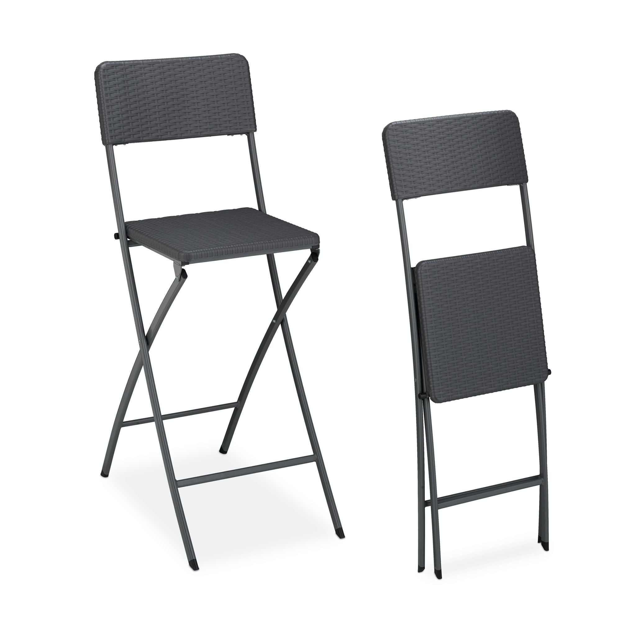 Barhocker Rattan 2er-Set Grau von Relaxdays
