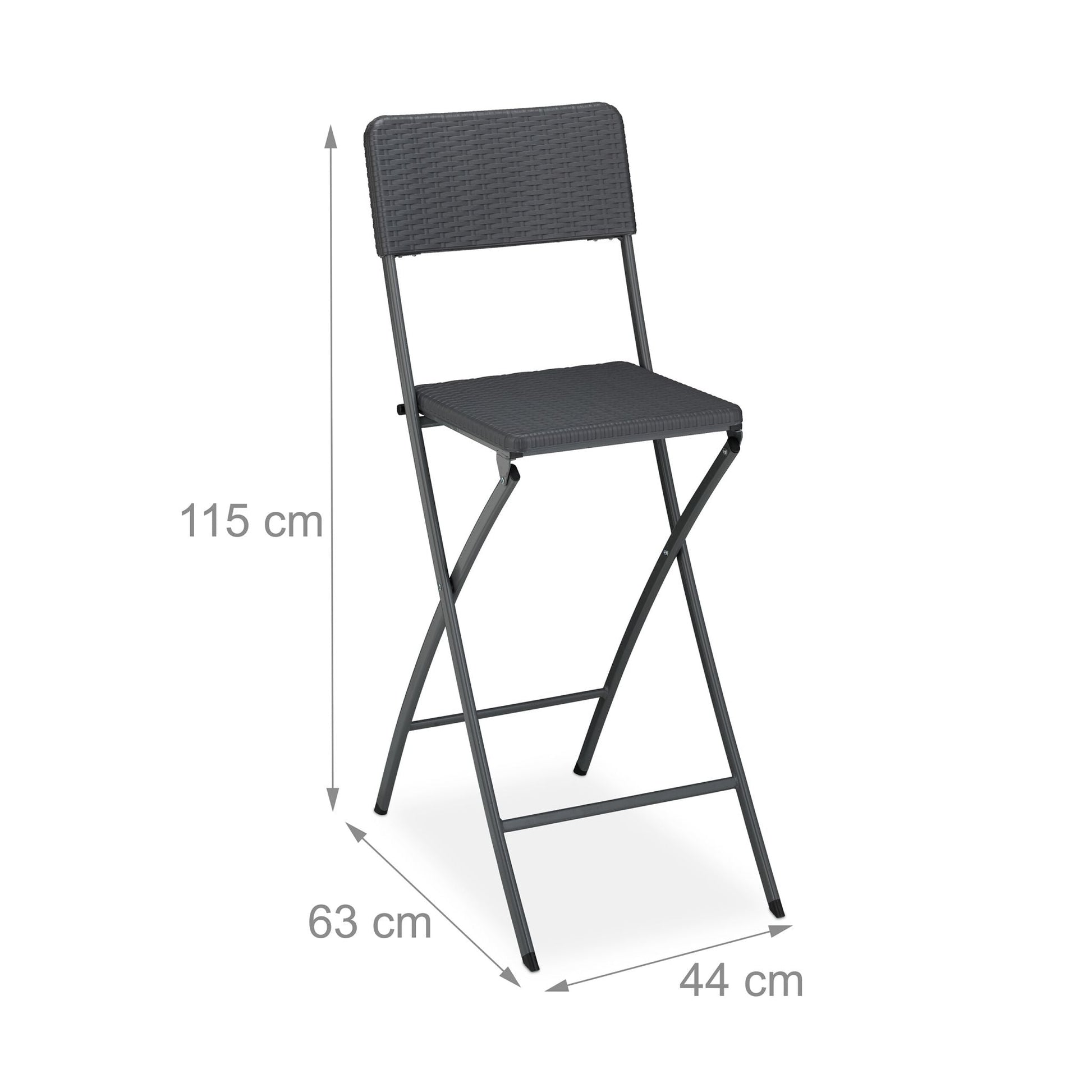 Barhocker Rattan 2er-Set Grau von Relaxdays